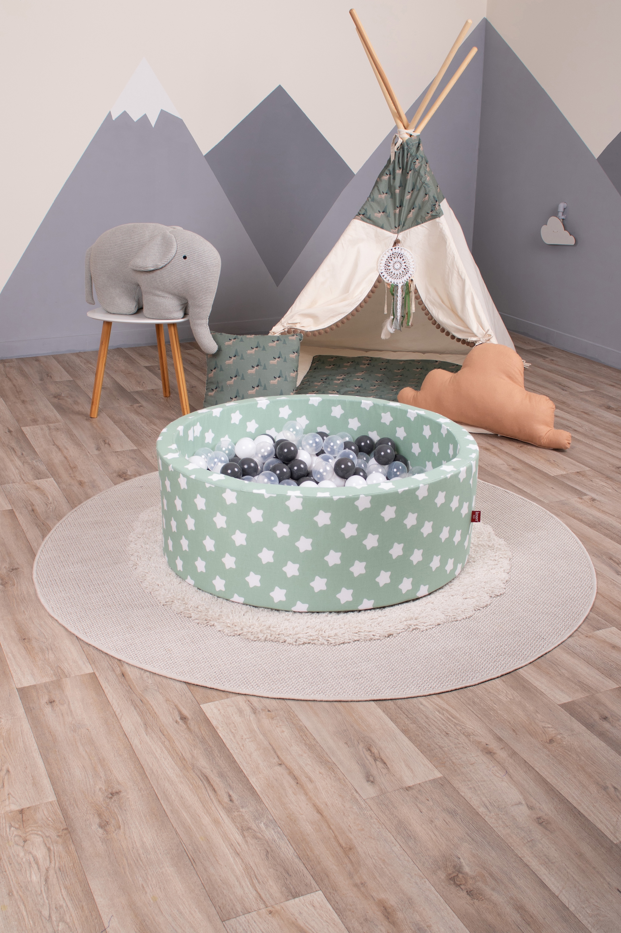 Knorrtoys® Bällebad »Soft, Green White Stars«, mit300 Bälle grey/white/transparent; Made in Europe