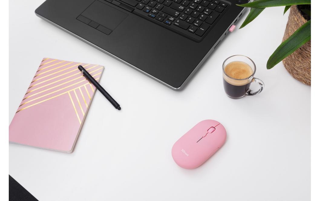 Trust Maus »Puck Rechargeable Pink«, Bluetooth-kabelgebunden