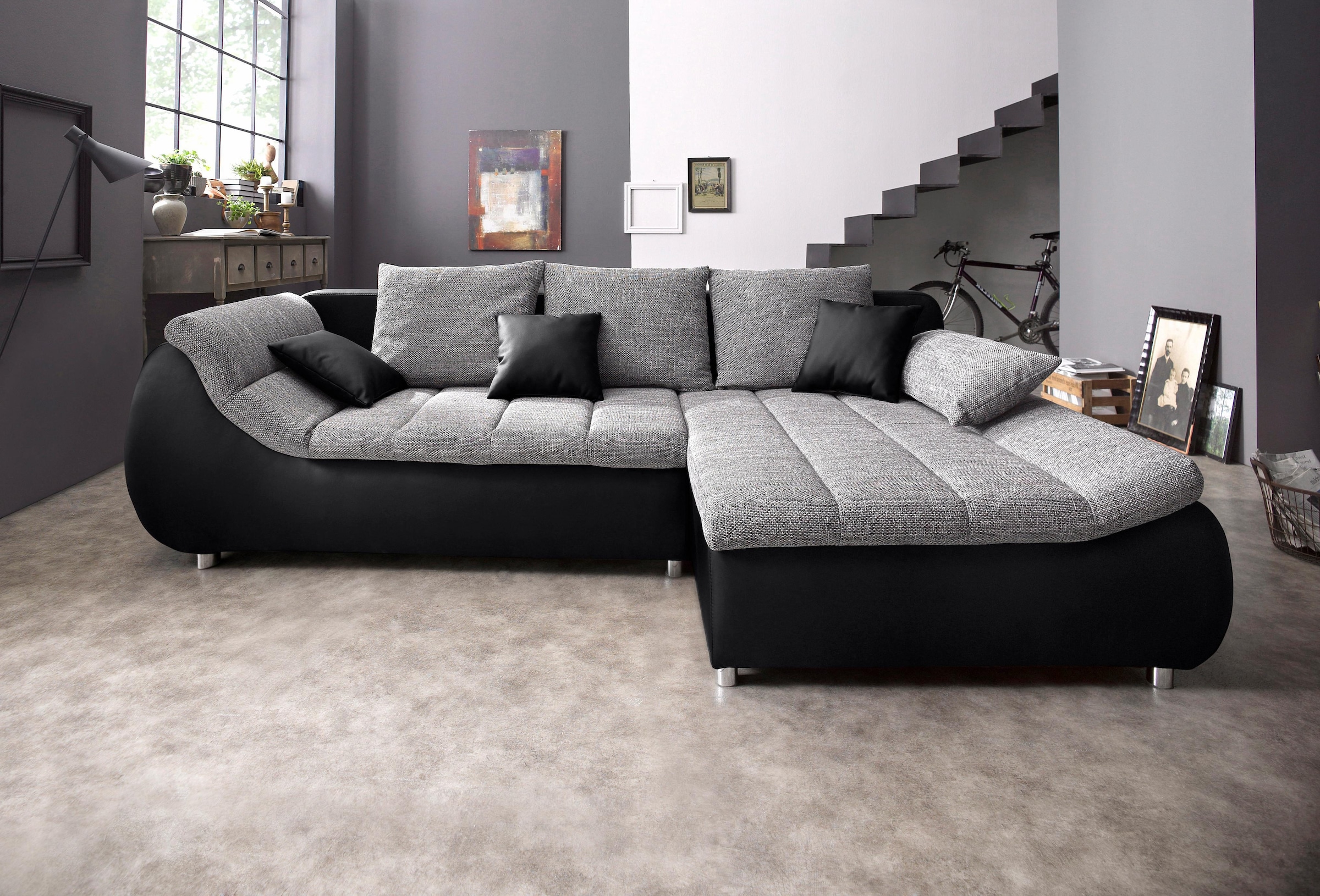 Image of Home affaire Ecksofa "Imola, bequem, aktuelle Steppung im Sitz, L-Form, Breite 270cm" wahlweise mit Bettfunktion.