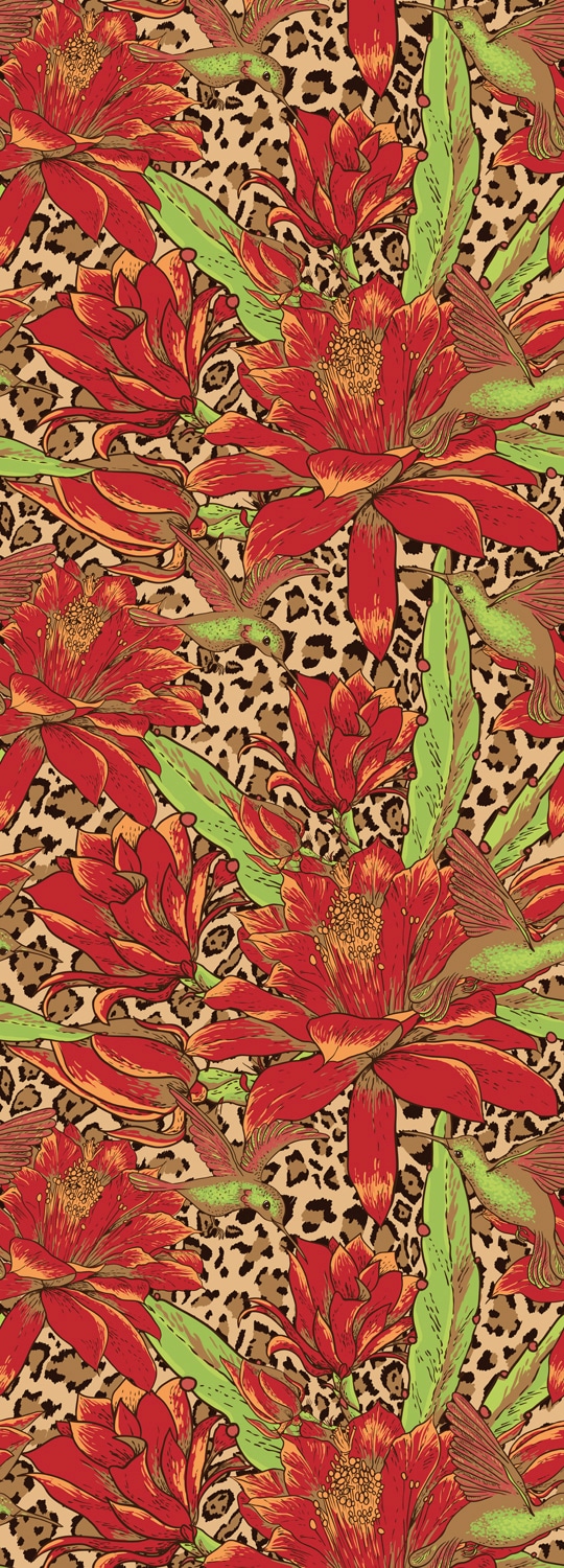 Image of queence Vinyltapete "Elva" Motiv bedruckt botanisch floral gemustert natürlich glatt 90x250cm, selbstklebend, kinderleichte Anbringung, Sticker