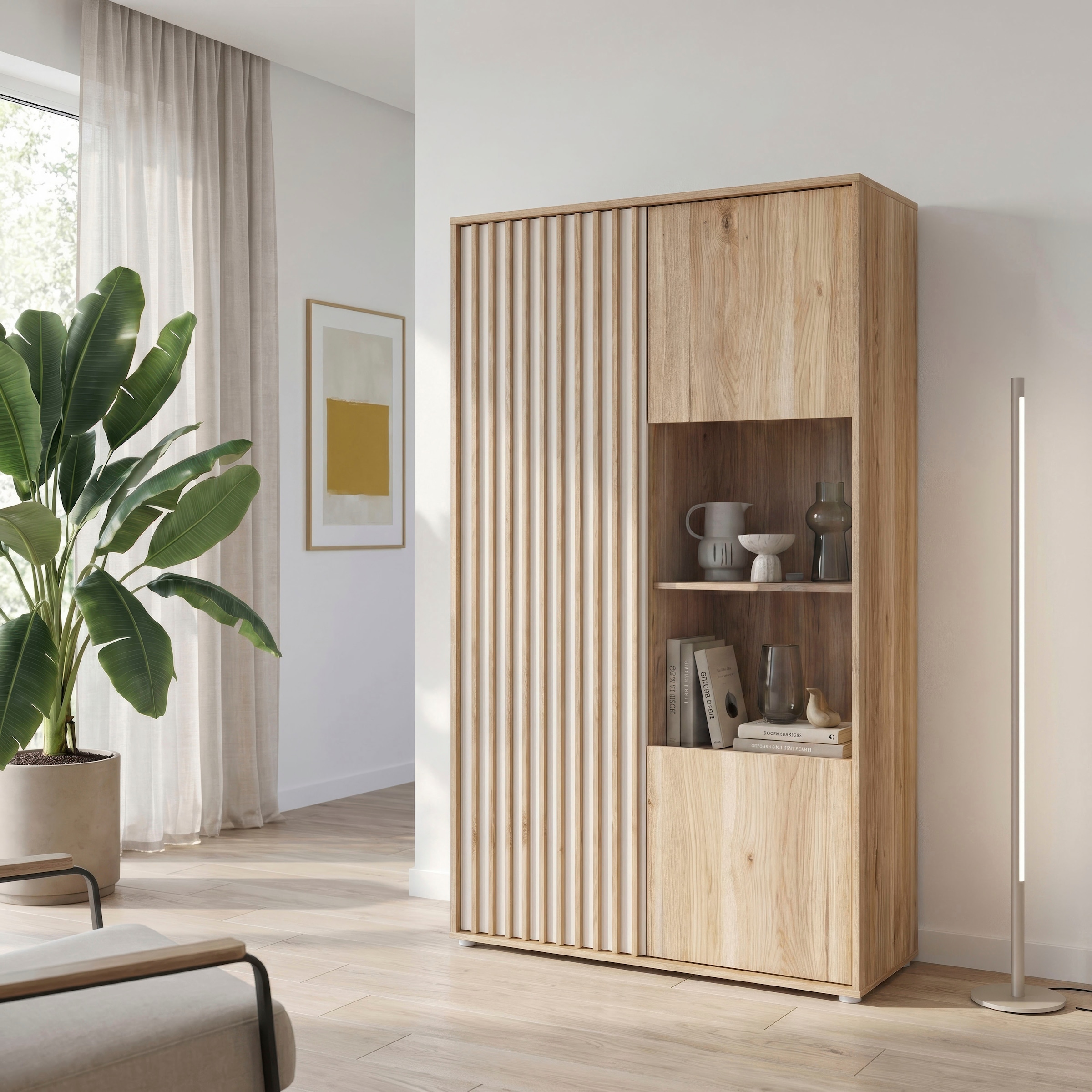 Image of FORTE Highboard "Forte Arank Highboard, Glastüre, Beleuchtung optional bestellbar"