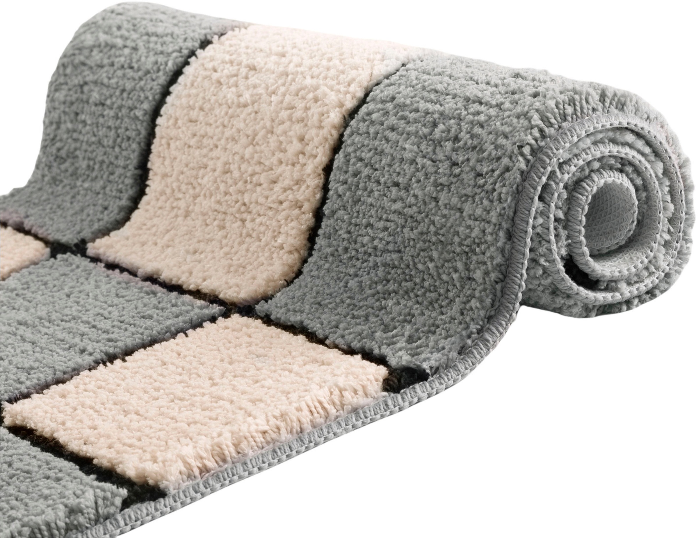 my home Badematte »Melli«, rutschhemmend beschichtet, fussbodenheizungsgeeignet, Badteppich, mit Muster, karierte Badematte