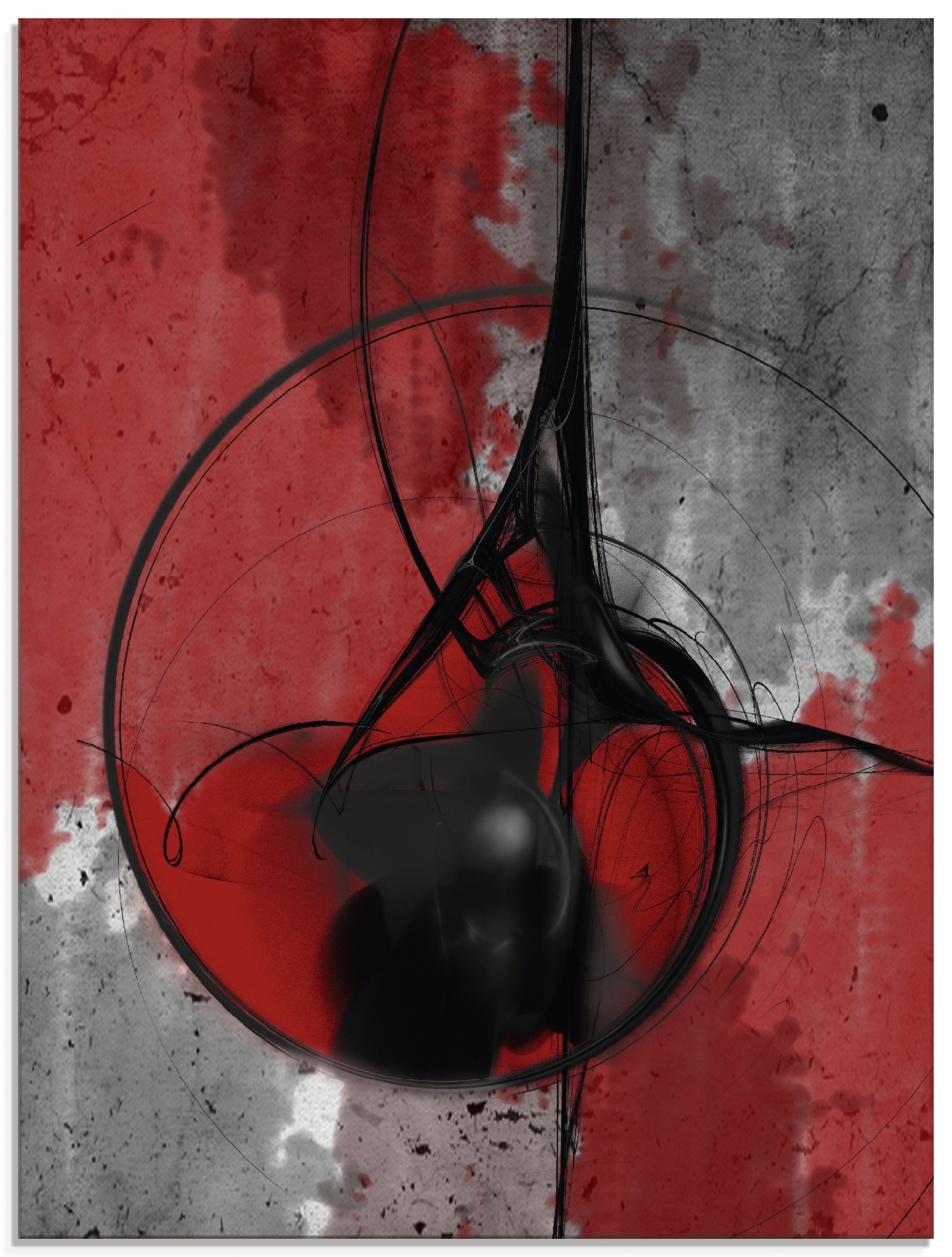 Image of Artland Glasbild "Abstrakt in rot und schwarz" Gegenstandslos 1 Stk. tlg. in verschiedenen Grössen