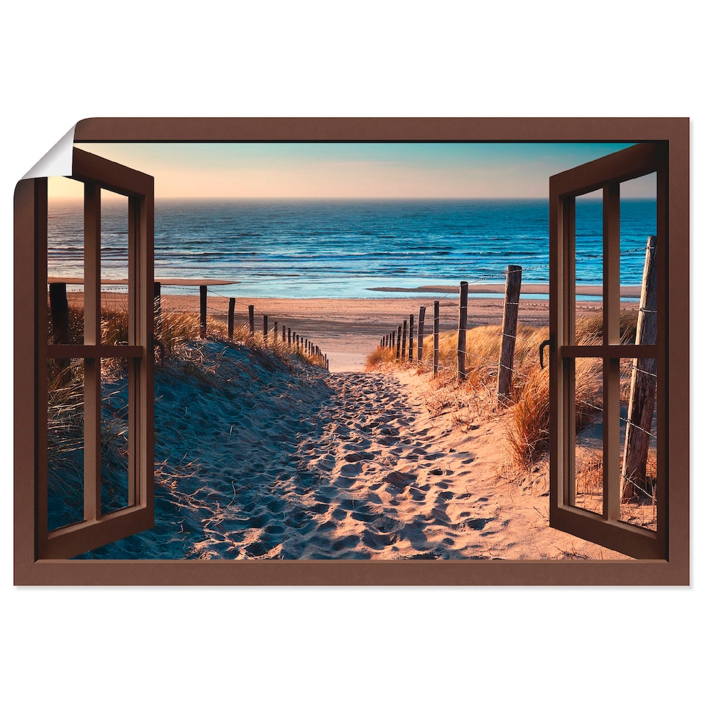 Artland Wandbild »Fensterblick Weg zum Nordseestrand«, Strand, (1 St.)