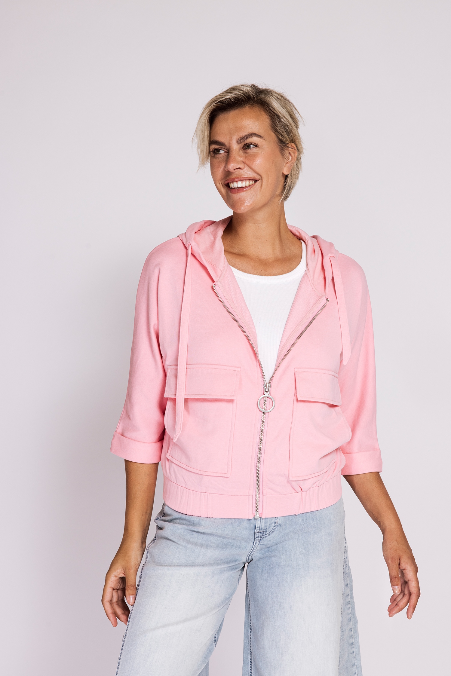 Image of Zhrill Sweatblazer "HARIKE" mit Kapuze und Kordelzug, mit Klappentaschen, normale Passform