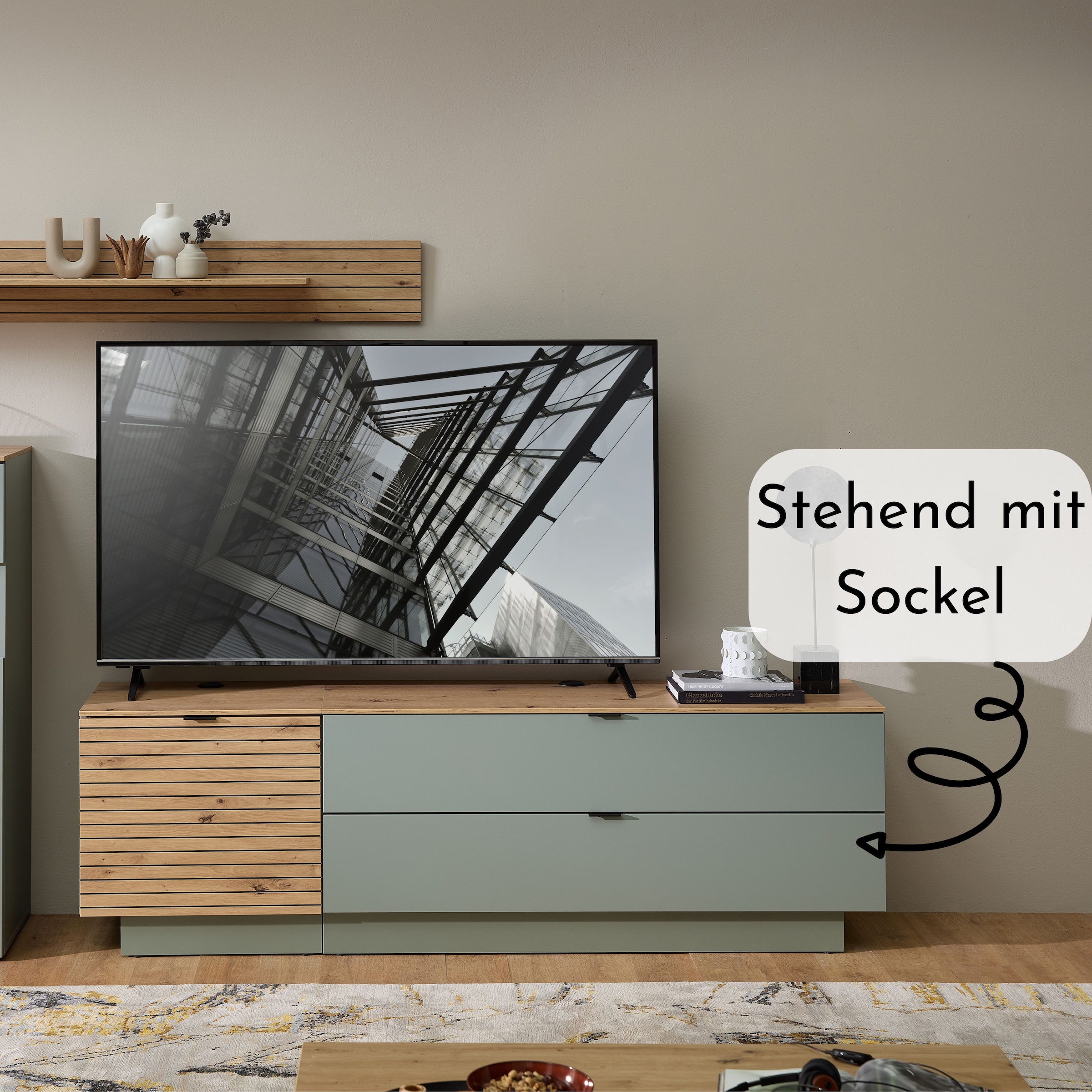 Innostyle Meuble TV »INA TV-Lowboard, 140 x 51 x 44 cm (B/H/T)« 1 cuis tlg. utilisable debout/suspendu, clapet, tiroir, softclose