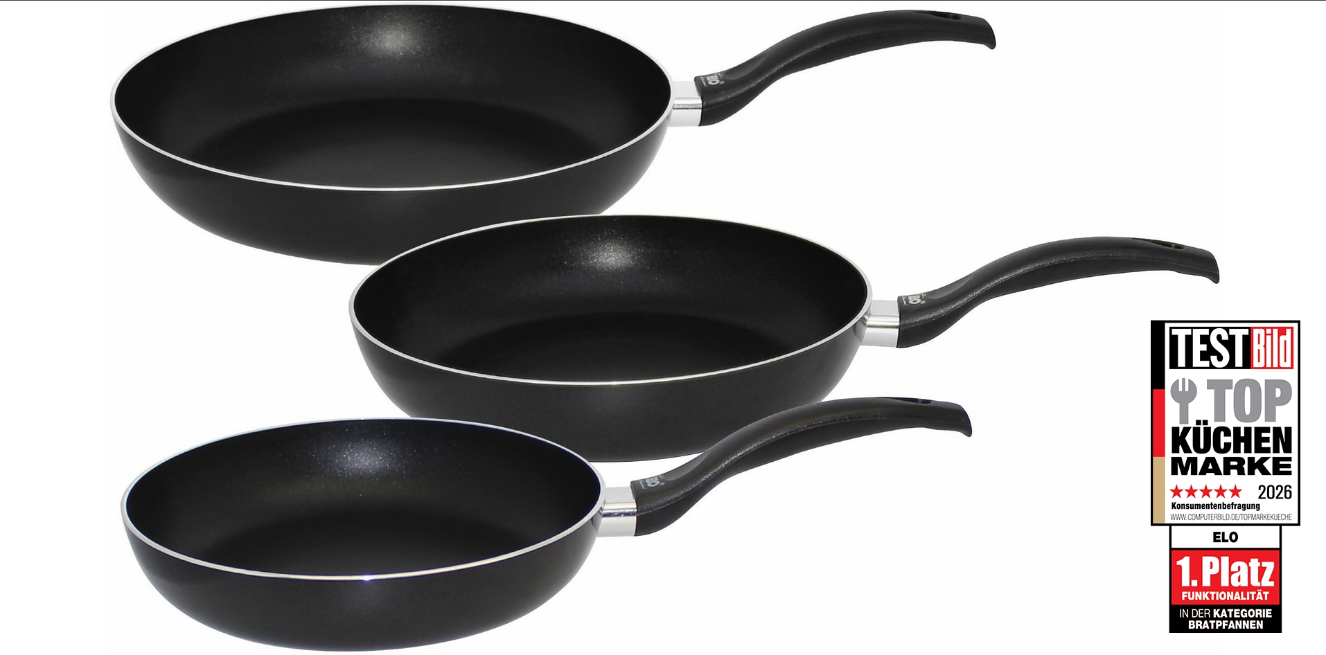 Image of Elo Pfannen-Set "Ducto 3 teilig" Aluminium Set, je 1 Pfanne Ø 20/24/28 cm, 3 Stk. tlg. Induktion