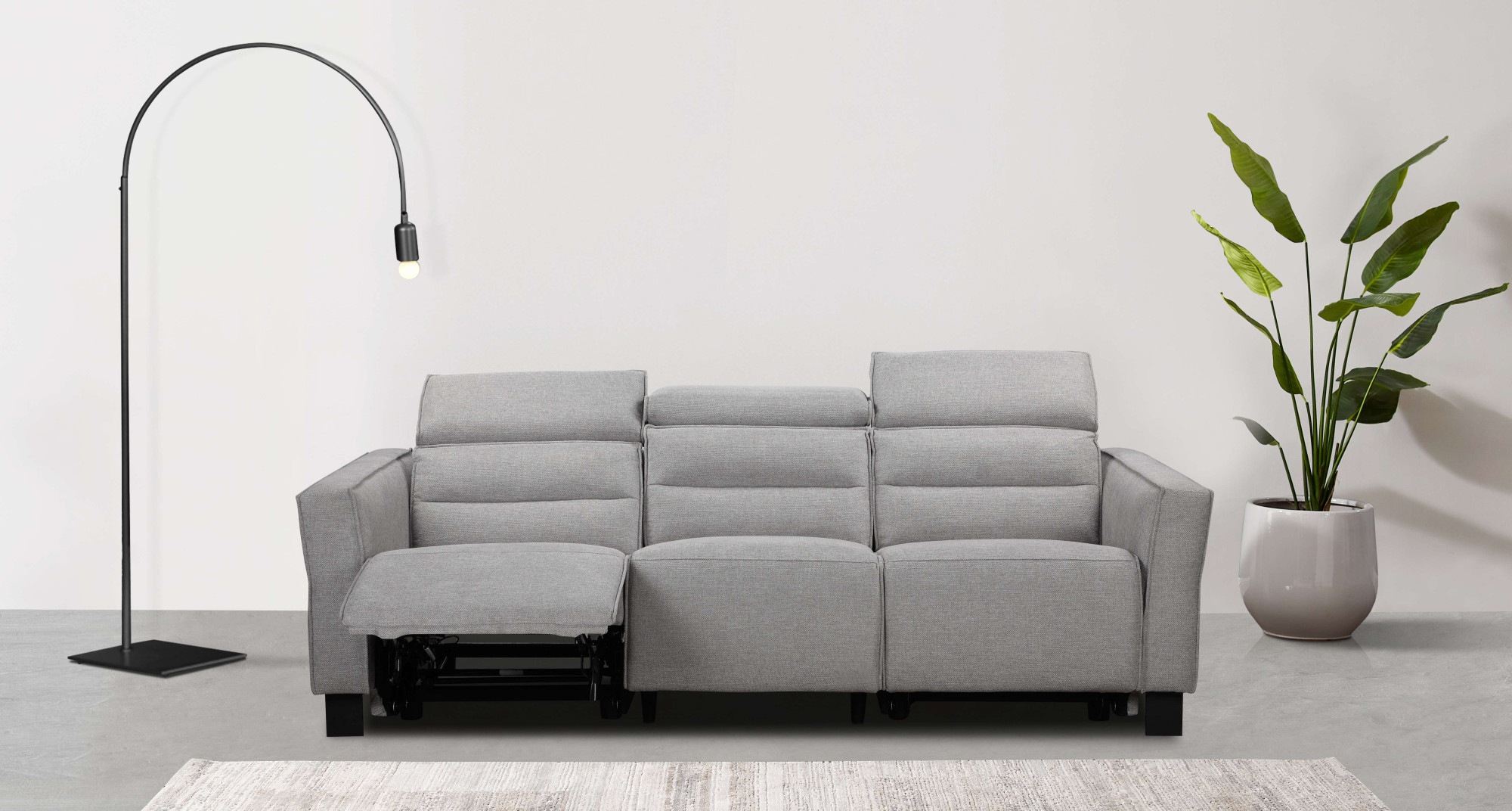 Image of Home affaire 3-Sitzer "Carpari, 224cm, manuelle od. elektrische Relaxfunktion in 2 Sitzen" mit USB-A/C, Kopfteilverstellung, Echtleder, Kunstleder, Webstoff