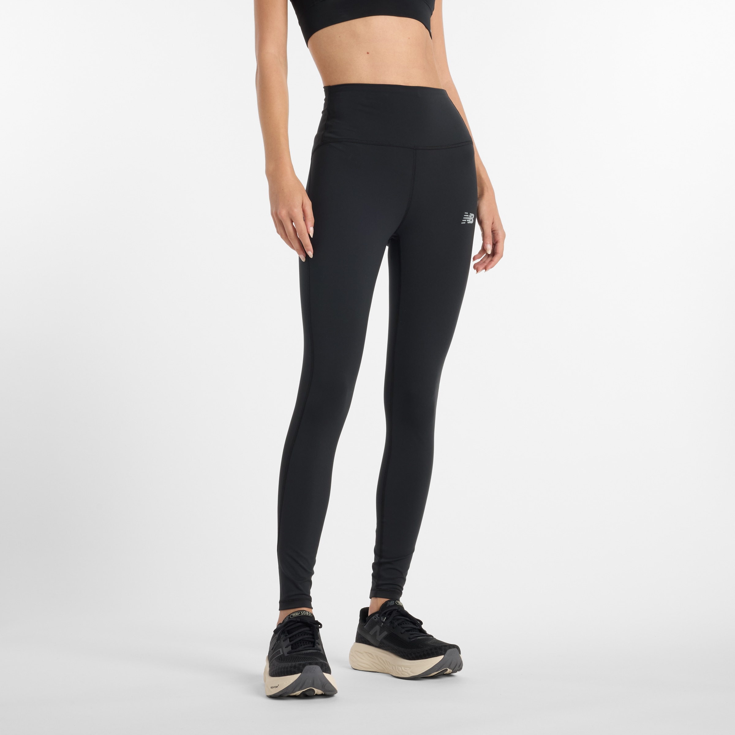 Image of New Balance Lauftights "Sleek High Rise Legging 27"" mit Elasthan-Anteil, aus Polyester und Elasthan, High-Rise-Bund