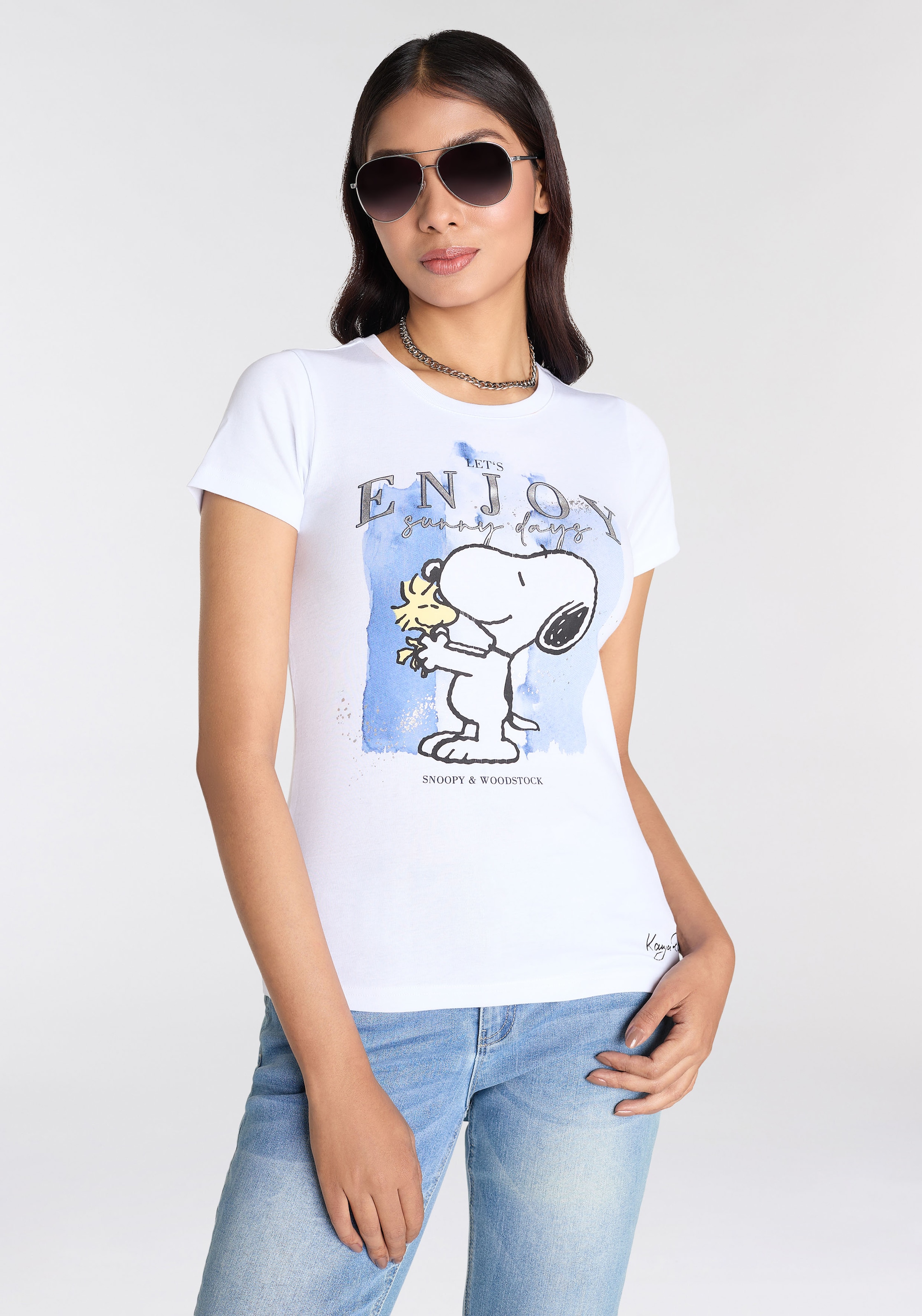 Kurzarmshirt, mit lizensiertem Snoopy Print Originaldesign NEUE-KOLLEKTION