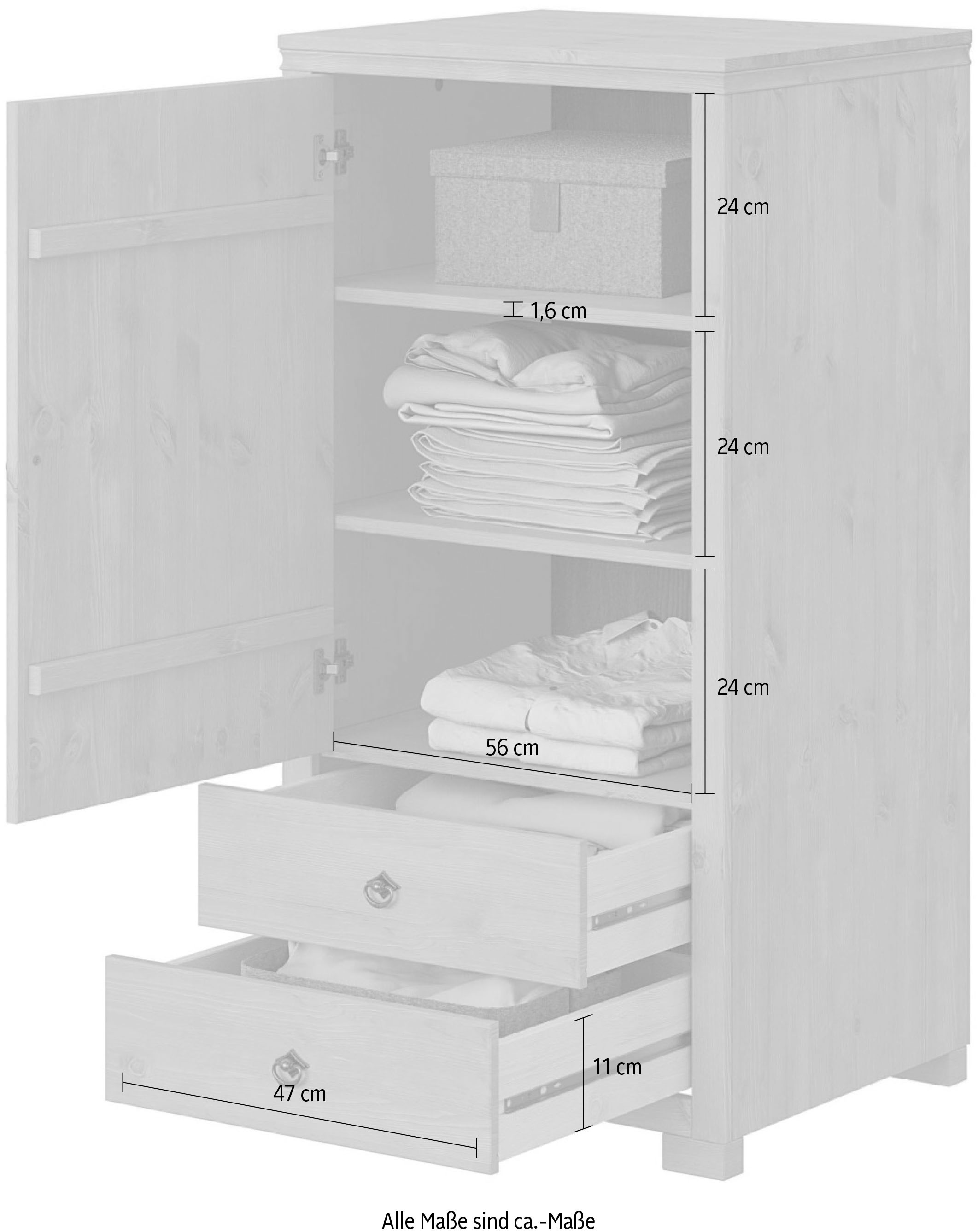 GOODproduct Armoire à linge »Gotland, Schrankmodulsystem, einzeln oder mit der Serie kombinierbar« massive Kiefer, variabel einsetzbar, auch für Dachschrägen