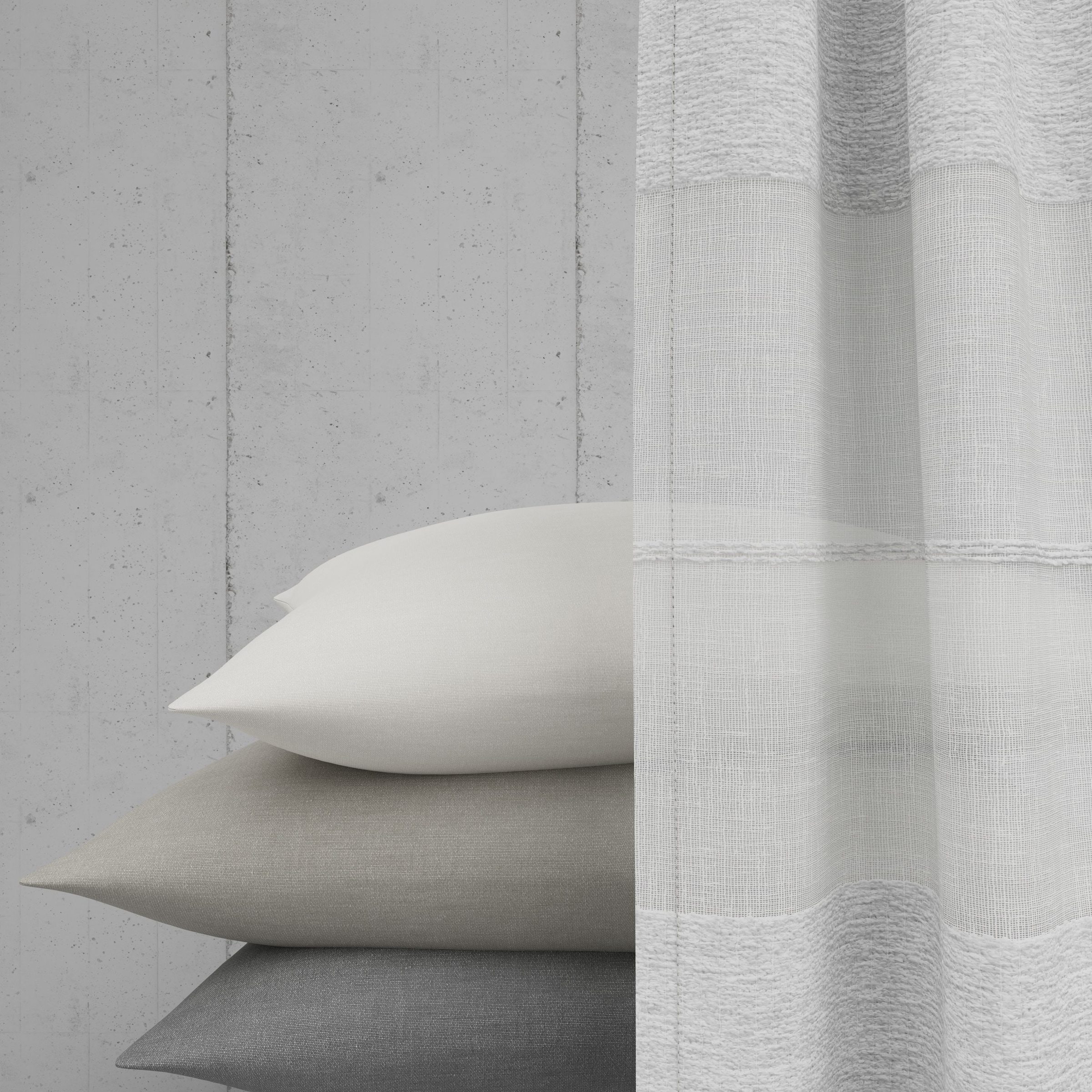 Neutex for you! Rideau »FENJA« Bande multifonctionnelle 1 cuis tlg. Tissu jacquard semi-transparent à structure rayée