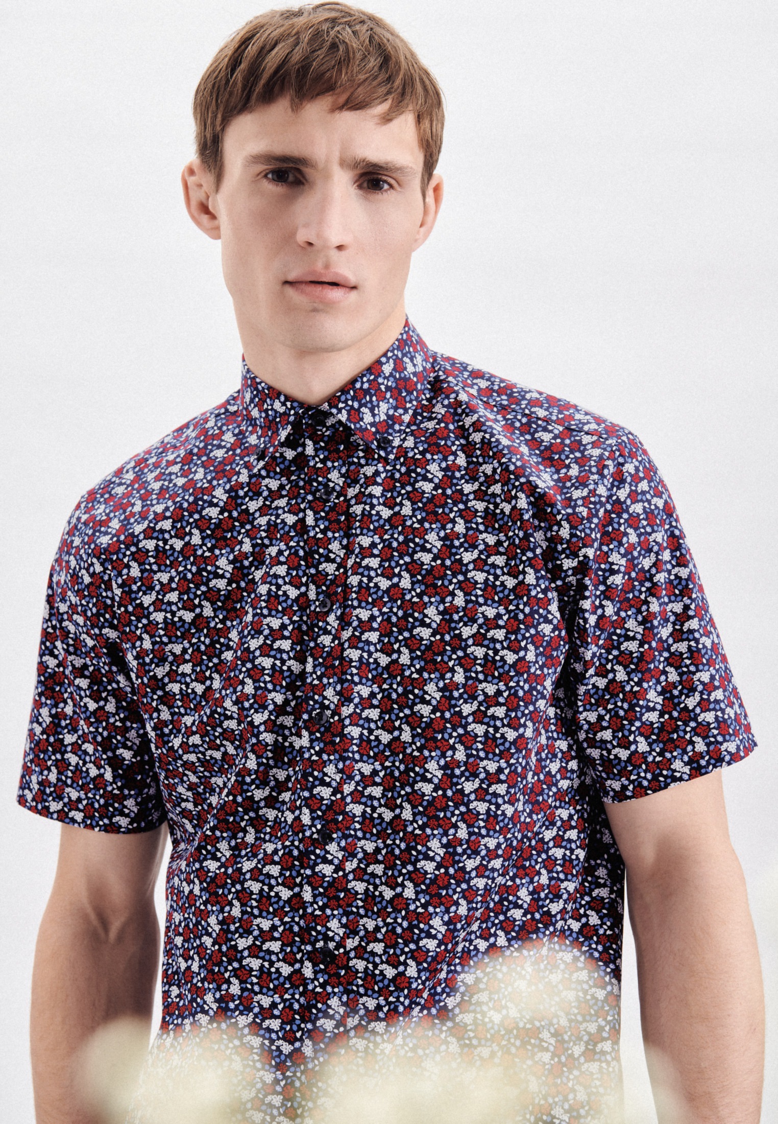 seidensticker Businesshemd »Regular«, Regular Kurzarm Button-Down-Kragen Druck