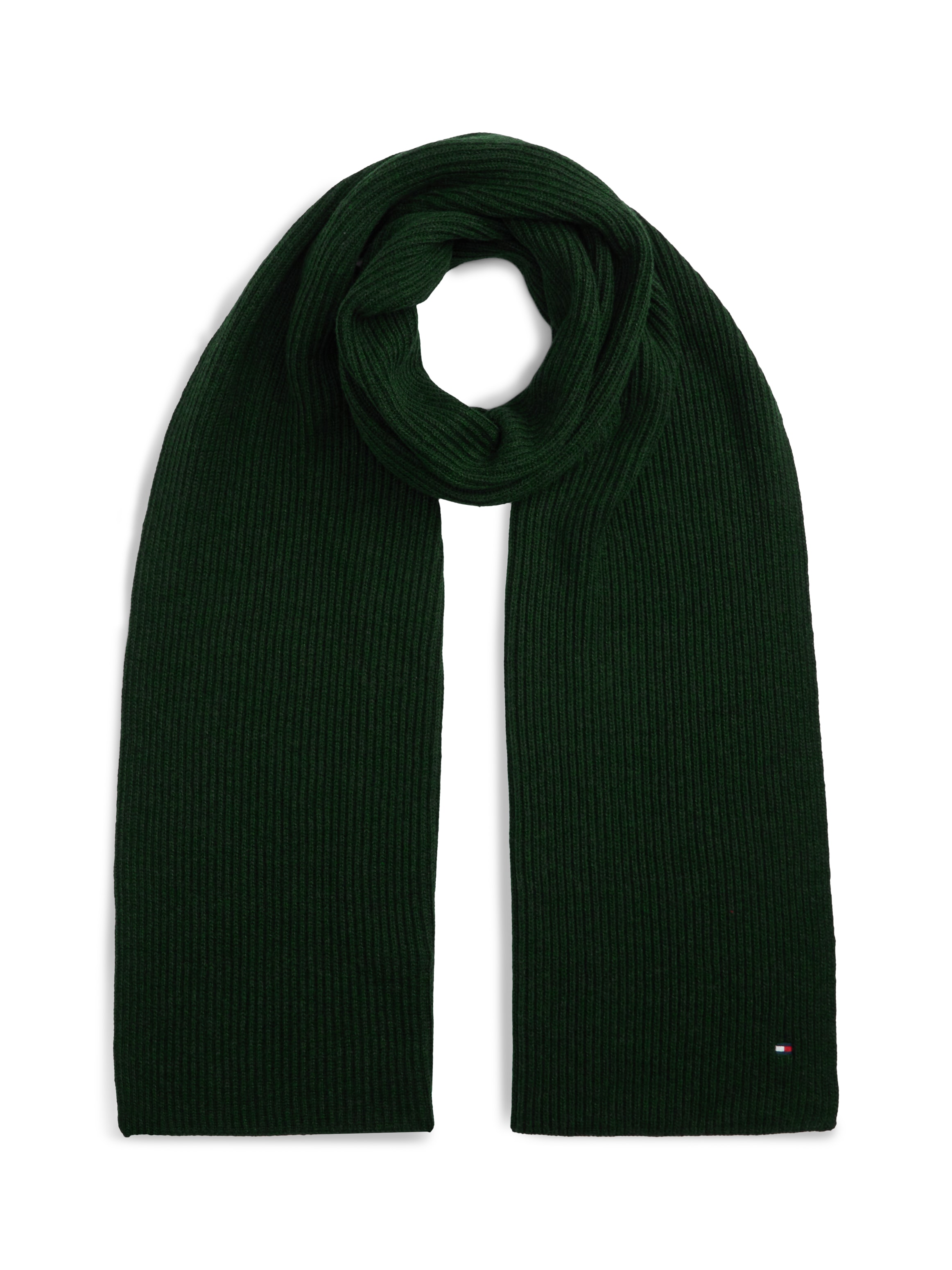 Tommy Hilfiger Strickschal »TH FLAG PIMA COTTON CASH SCARF« mit Logostickerei, mit Kaschmiranteil Unisex