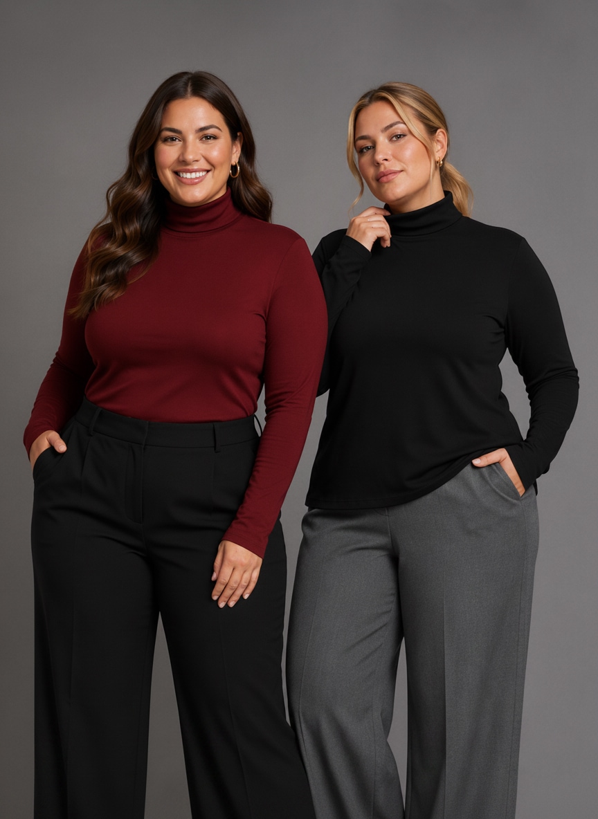 Image of Laura Scott CURVE Rollkragenshirt "im Sparset, aus weichem Rippenmaterial" figurbetonte Passform, hüftbedeckende Länge, aus Viskosemischung