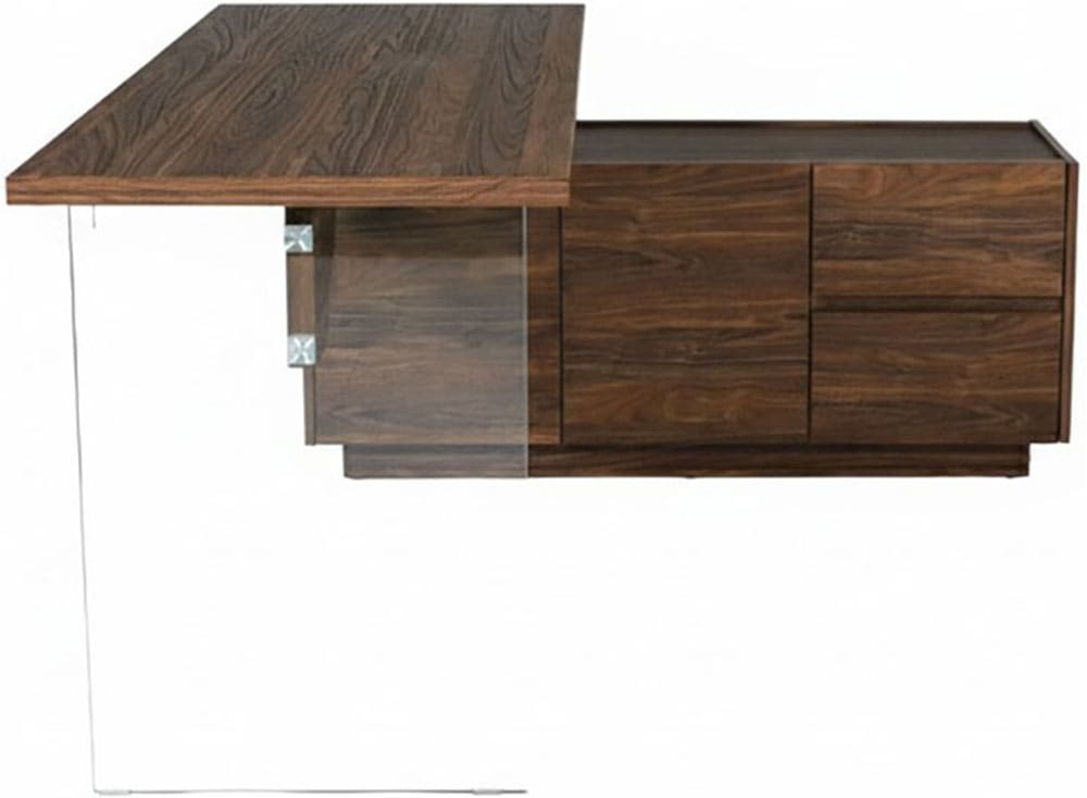 Jahnke Bureau d'angle »LUX C 160 E« bureau d'angle, montable des deux côtés, verre, 2 compartiments + 2 tiroirs