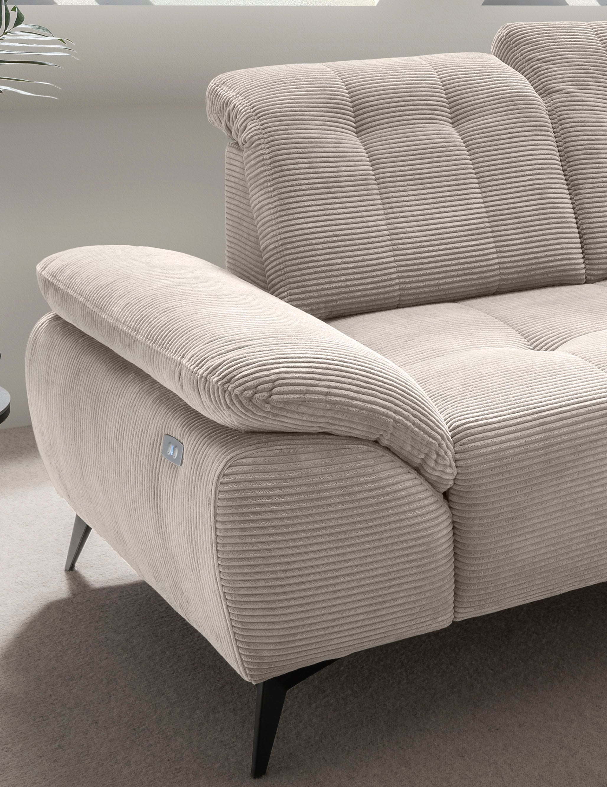 Home affaire Canapé d'angle »Lazio modern und bequem, schmale Armlehnen, tolle Detailverarbeitung« zwei verschiedene Fussfarben wählbar