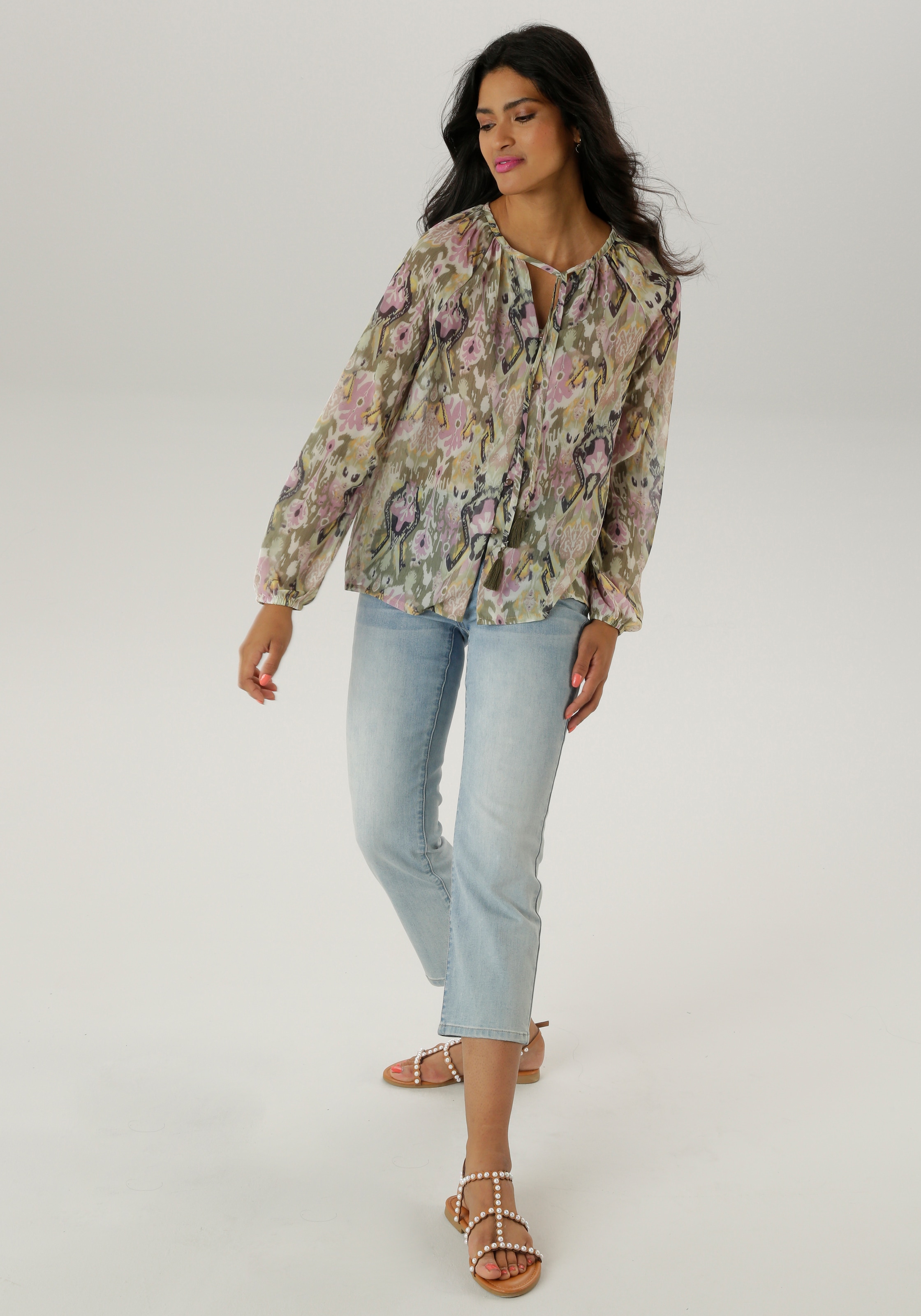 Aniston SELECTED Chiffonbluse, aus transparentem Chiffon