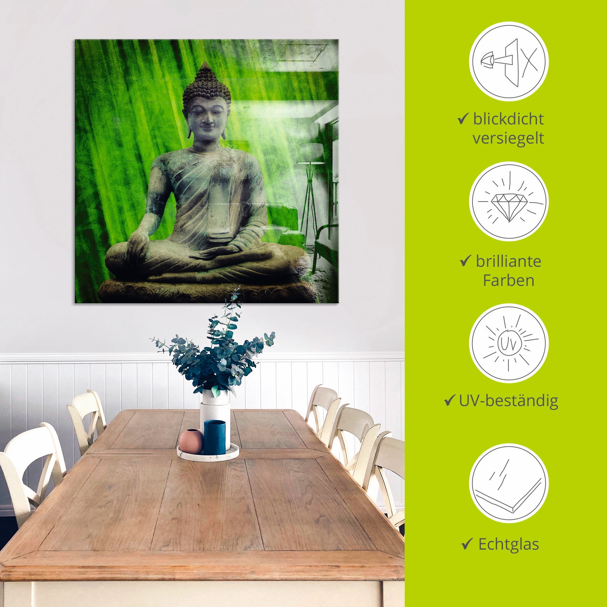 Artland Glasbild »Buddha«, Religion, (1 St.), in verschiedenen Grössen
