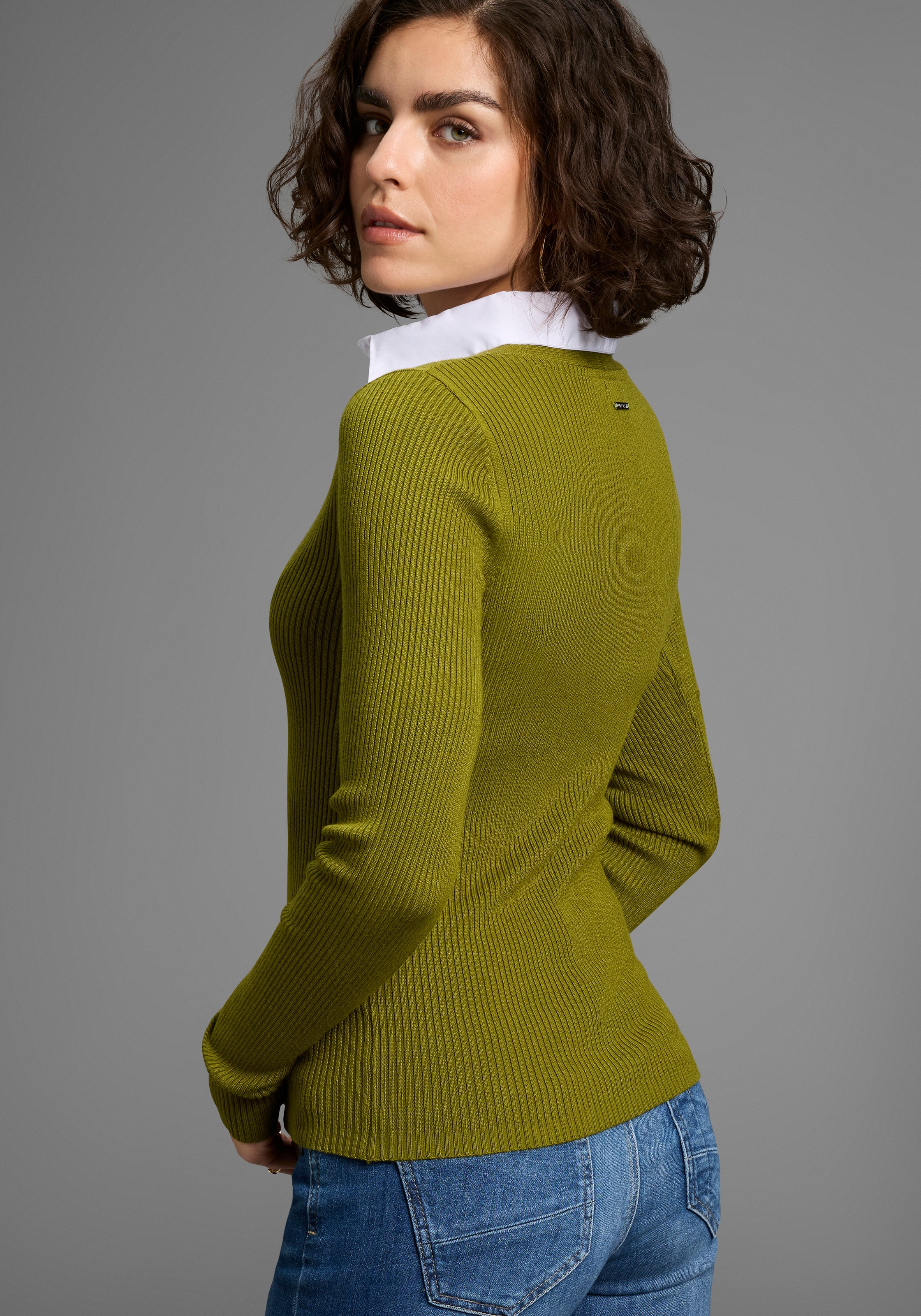 Laura Scott V-Ausschnitt-Pullover, mit Zopfmuster - NEUE KOLLEKTION