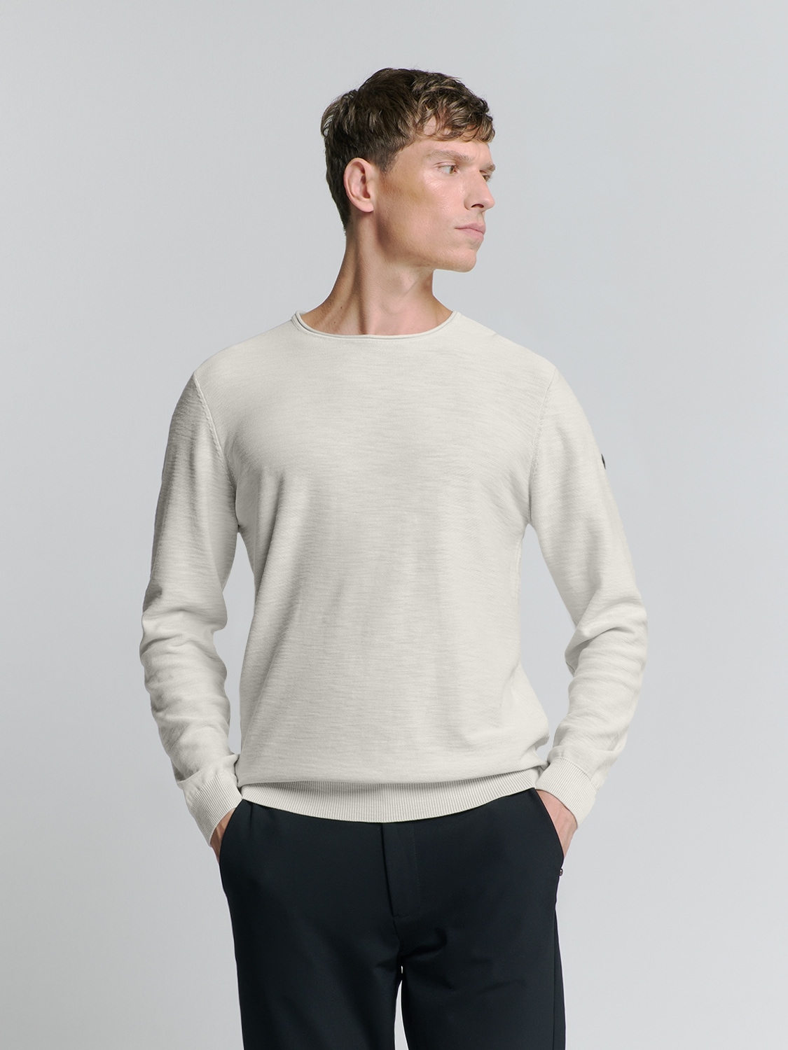 Image of NO EXCESS Rundhalspullover mit Logo Stickerei