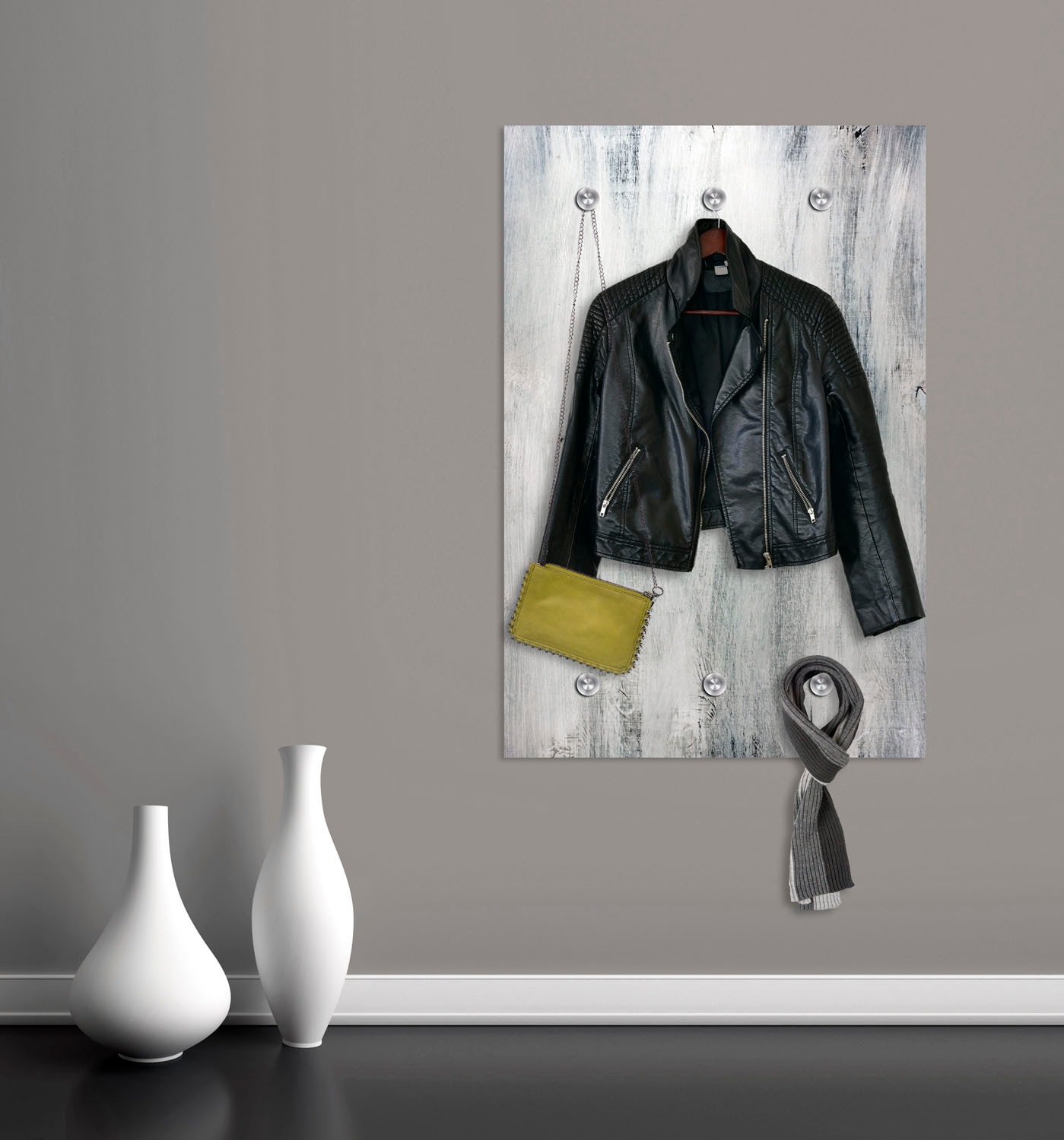 queence Barre de penderie »Holzoptik« mit 6 Haken, 80 x 120 cm