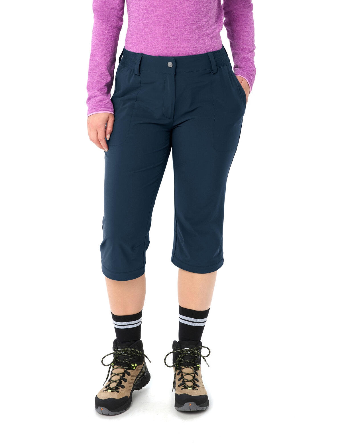 Image of VAUDE Zip-off-Hose "WOMENS FARLEY STRETCH ZO CAPRI PANTS" bequeme Passform, für sportliche Aktivitäten und Outdoor