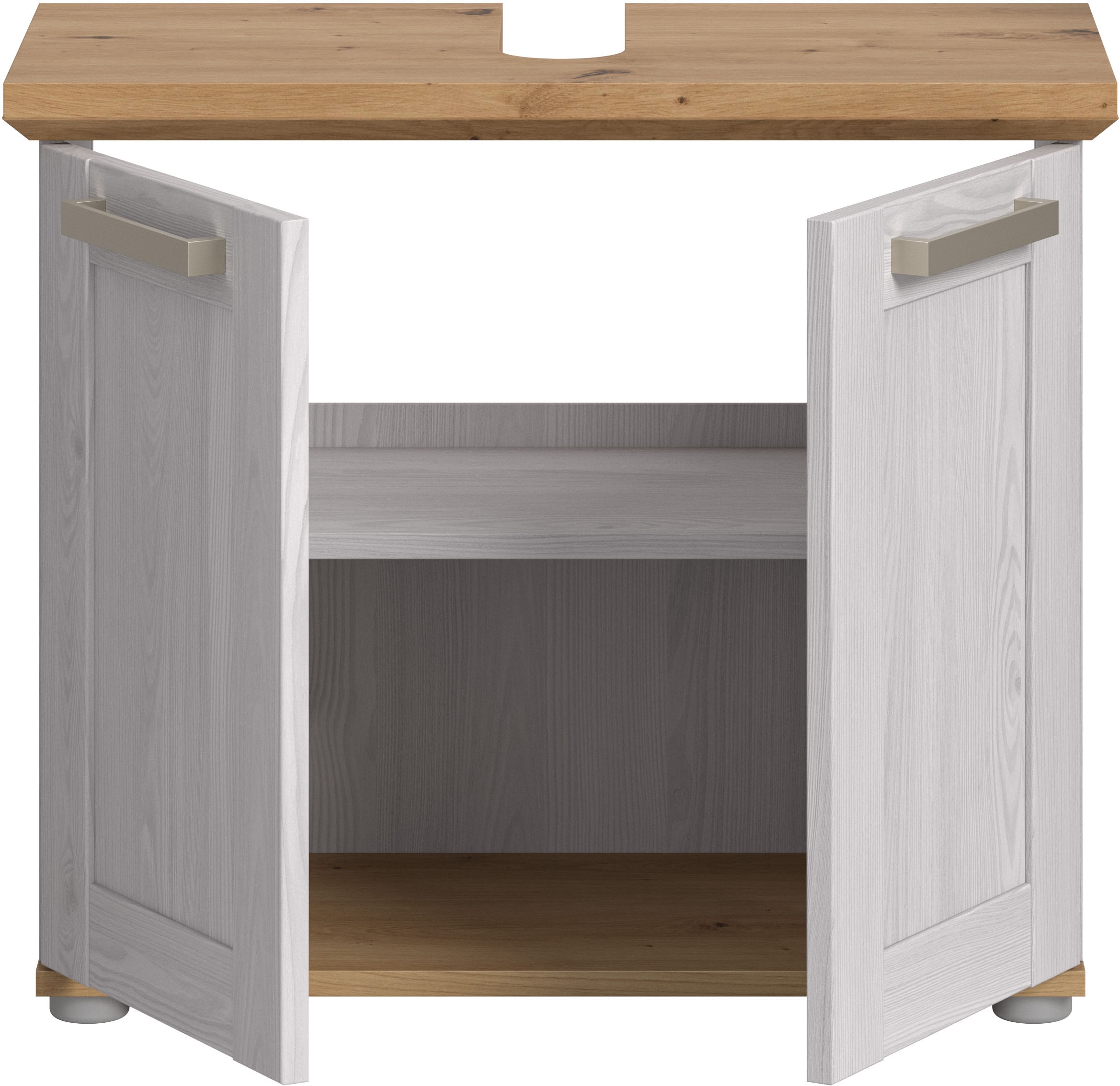 welltime Waschbeckenunterschrank »COSENZA, Breite 69cm, 2 Türen, 1 Einlegeboden, mit Siphonausschnitt« in Landhausoptik, mit weiteren Artikel der Serie kombinierbar, 1 Stk. tlg. Waschbeckenunterschrank, WBU, Bad, Badezimmer