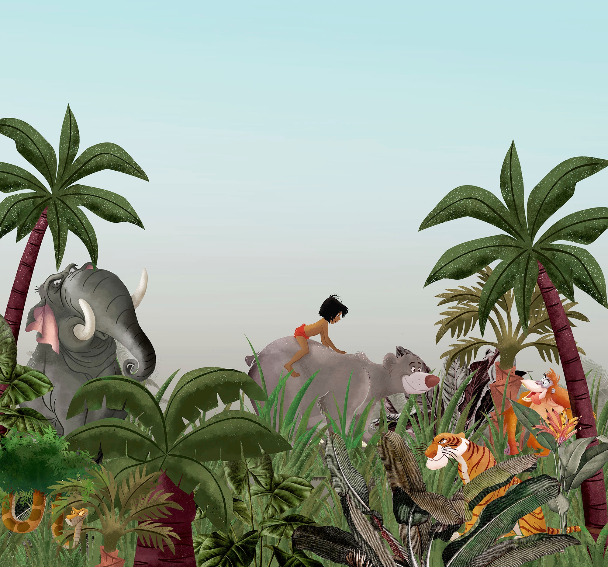 Image of Komar Vliestapete "Digitaldruck Vlies - Jungle Book - Grösse 300 x 280 cm" bedruckt glatt Kinderzimmer