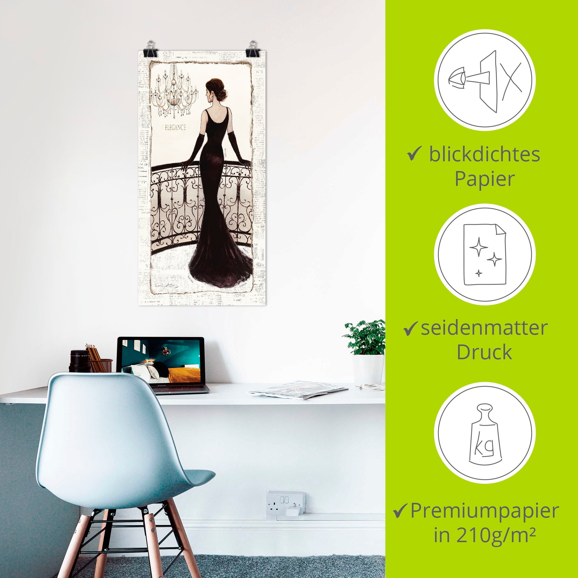 Artland Wandbild »Die schöne in Schwarz«, Frau, (1 St.), als Leinwandbild, Poster, Wandaufkleber in verschied. Grössen