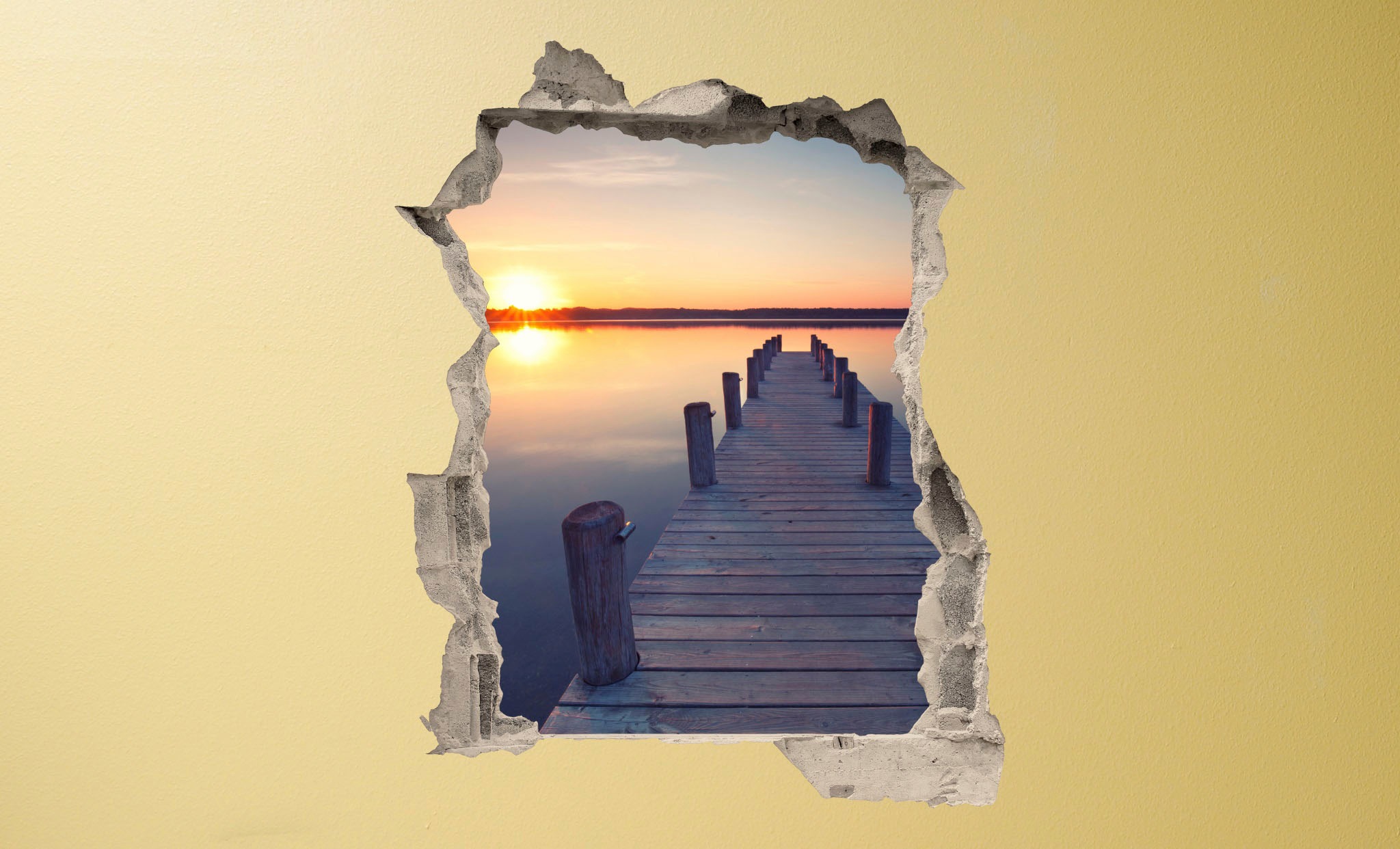 Image of Conni Oberkircher´s Wandsticker »3 D Sticker Beton Bridge - Brücke«, Steeg, Meer, See, Sonnenuntergang bei Ackermann Versand Schweiz