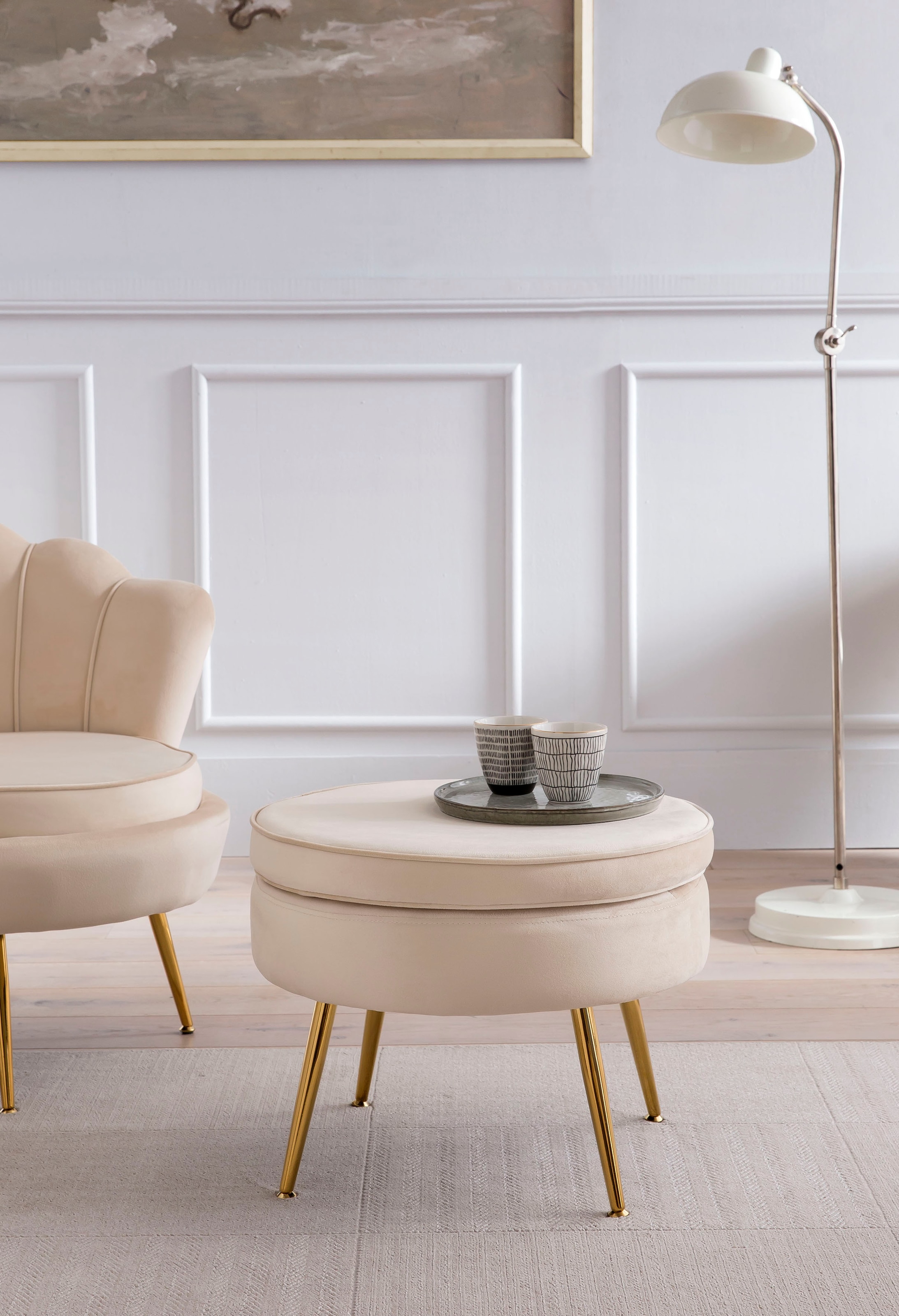Image of SalesFever Polsterhocker "Calm Gepolsterter Hocker mit Charme" mit hohem Sitzkissen