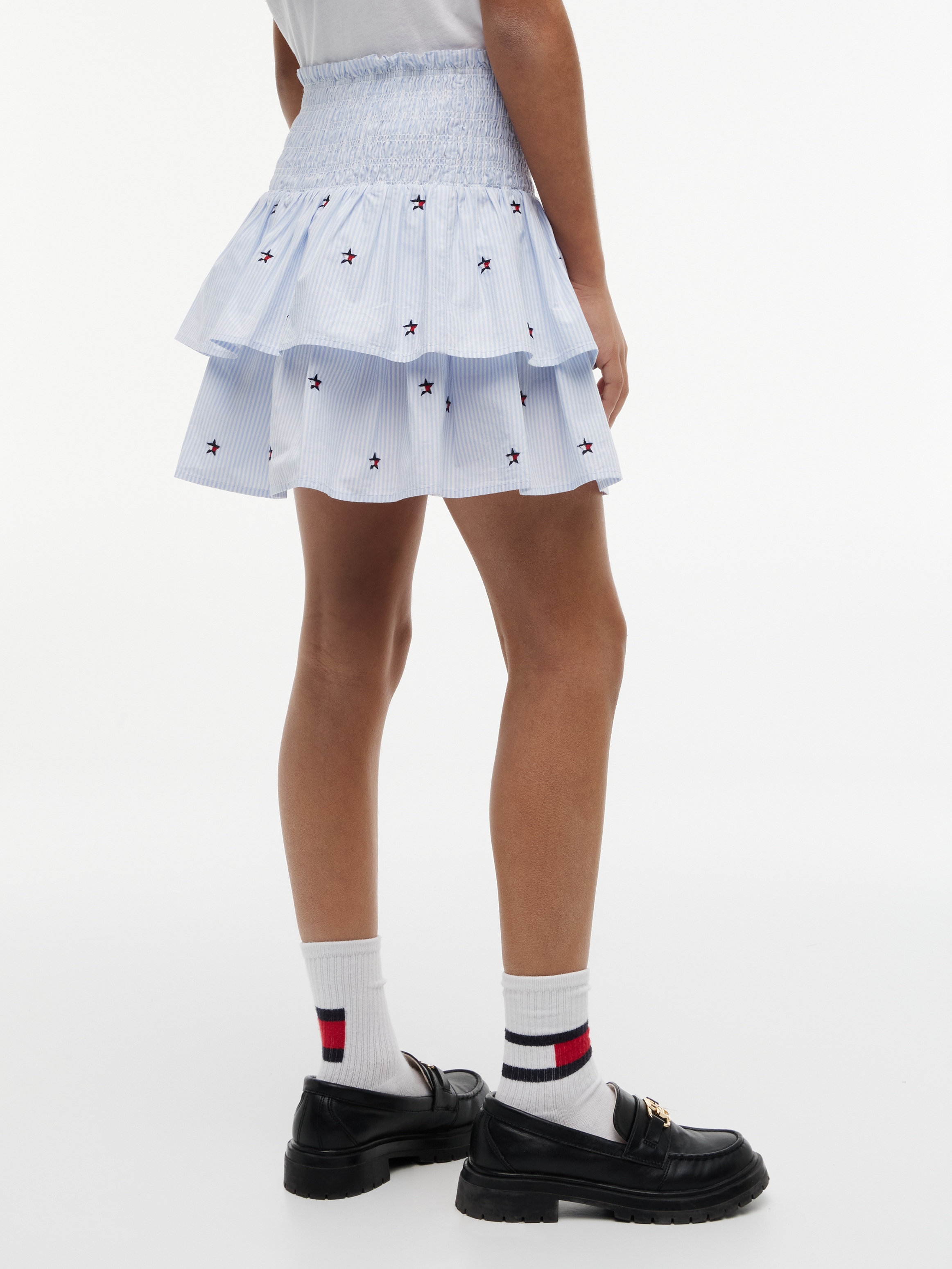 Tommy Hilfiger Jupe étagée »STAR STRIPES SKIRT« enfants jusqu’à 16 ans, bord côte smocké, brodé