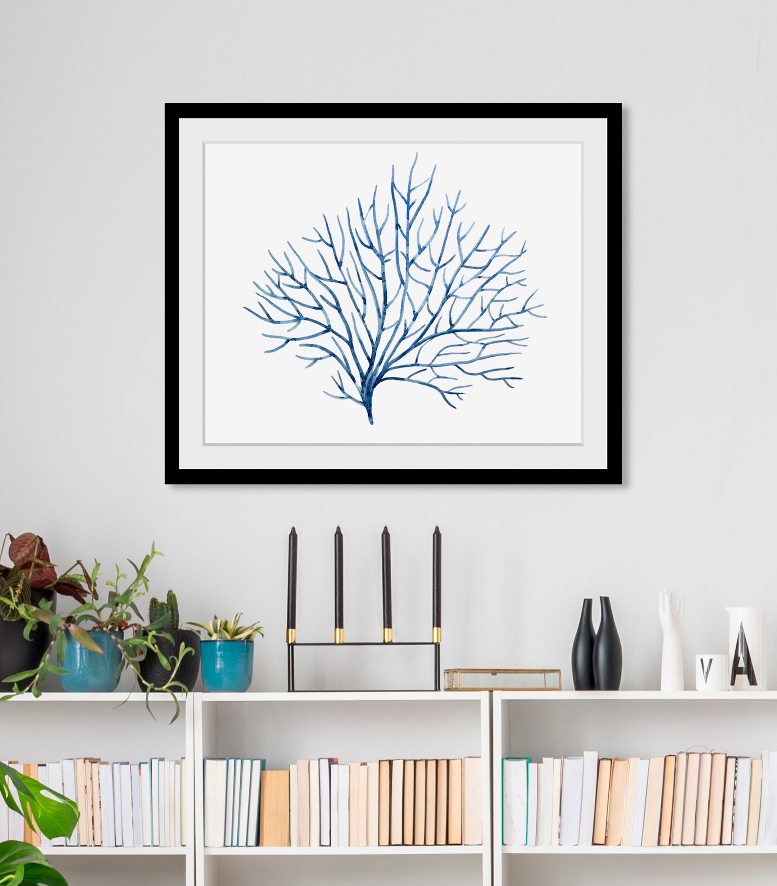 Image of queence Bild "Cody" Kunst Meer Wassertiere 1 Stk. tlg. HD Premium Poster-Druck inkl. Holzrahmen