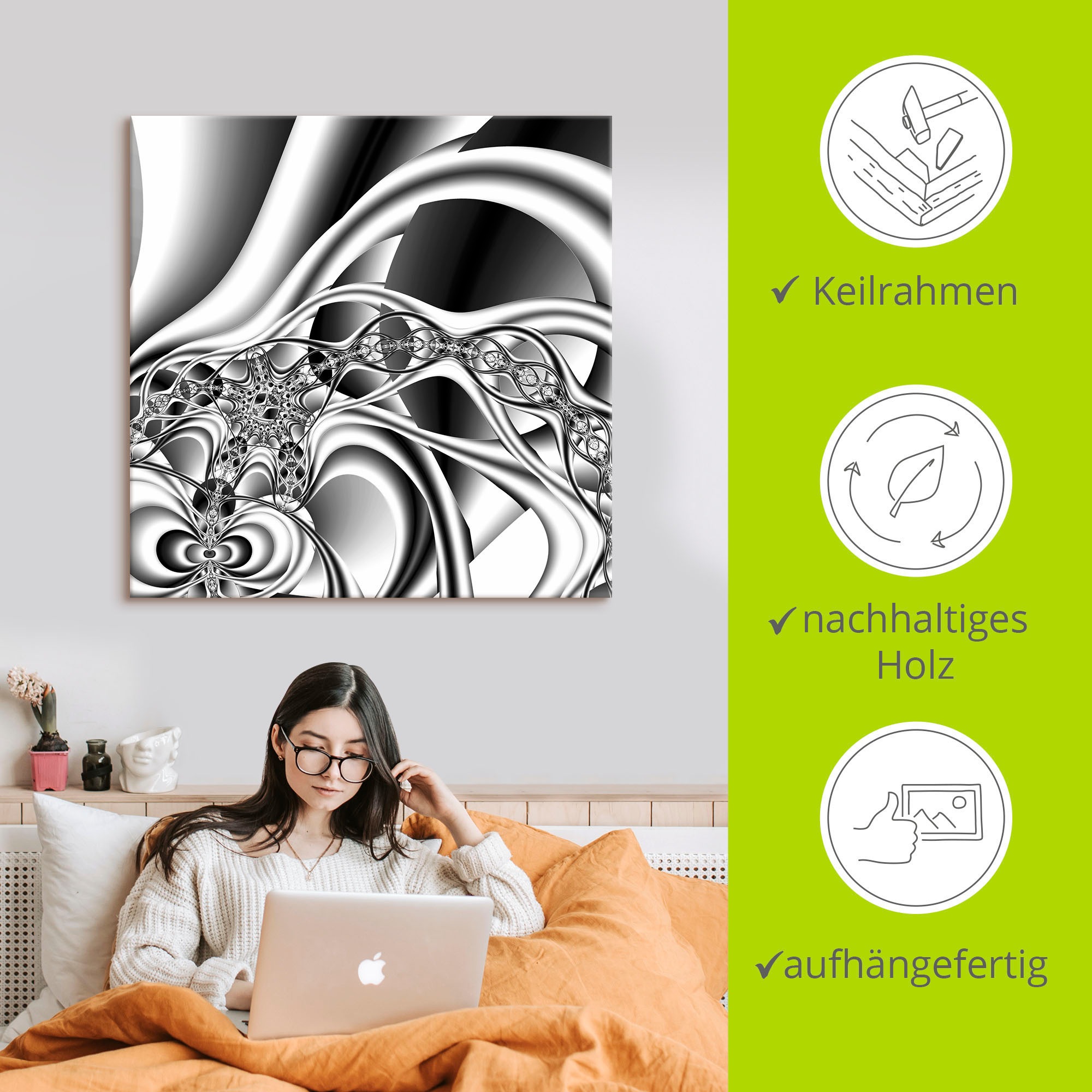 Artland Wandbild »Silberne Kette«, Muster, (1 St.), als Alubild, Outdoorbild, Leinwandbild, Wandaufkleber, versch. Grössen