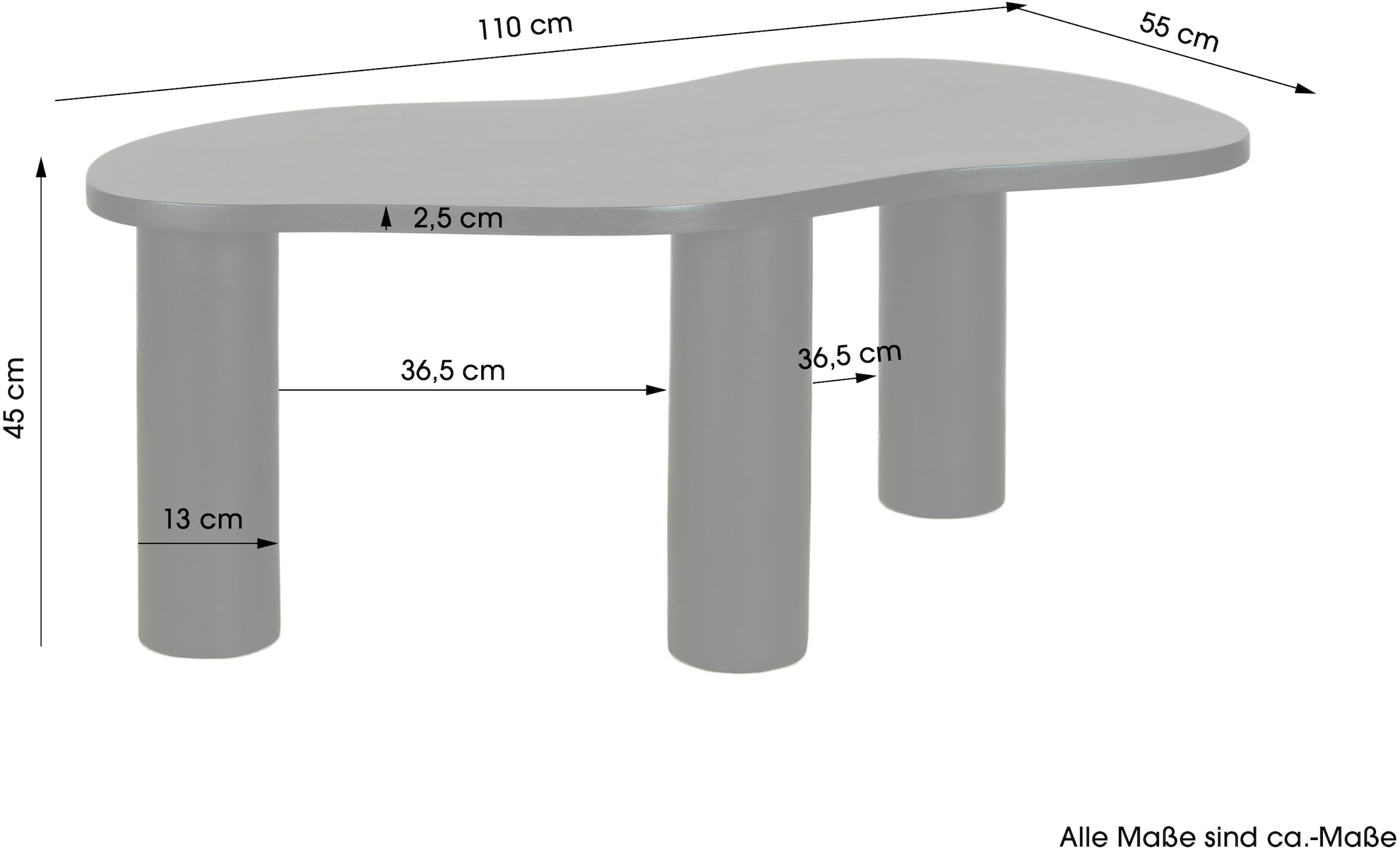 byLIVING Couchtisch »ETHAN« Tischplatte und Gestell Akazie natur oder schwarz, Tischbein: 13 cm