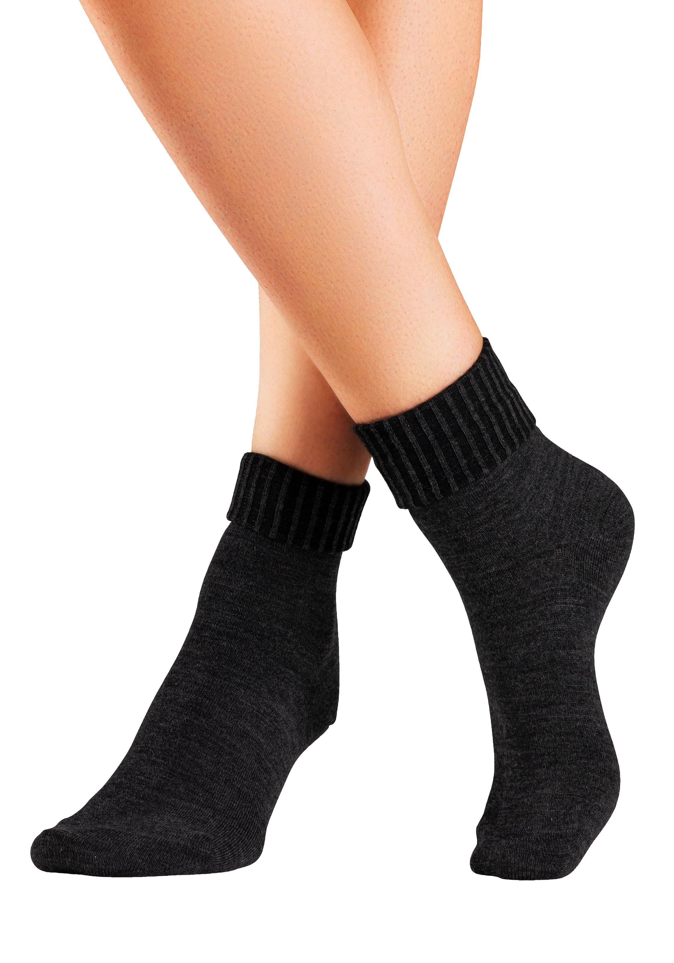 Lavana Umschlagsocken, (Packung, 3 Paar), fein gestrickt mit 53% Wolle