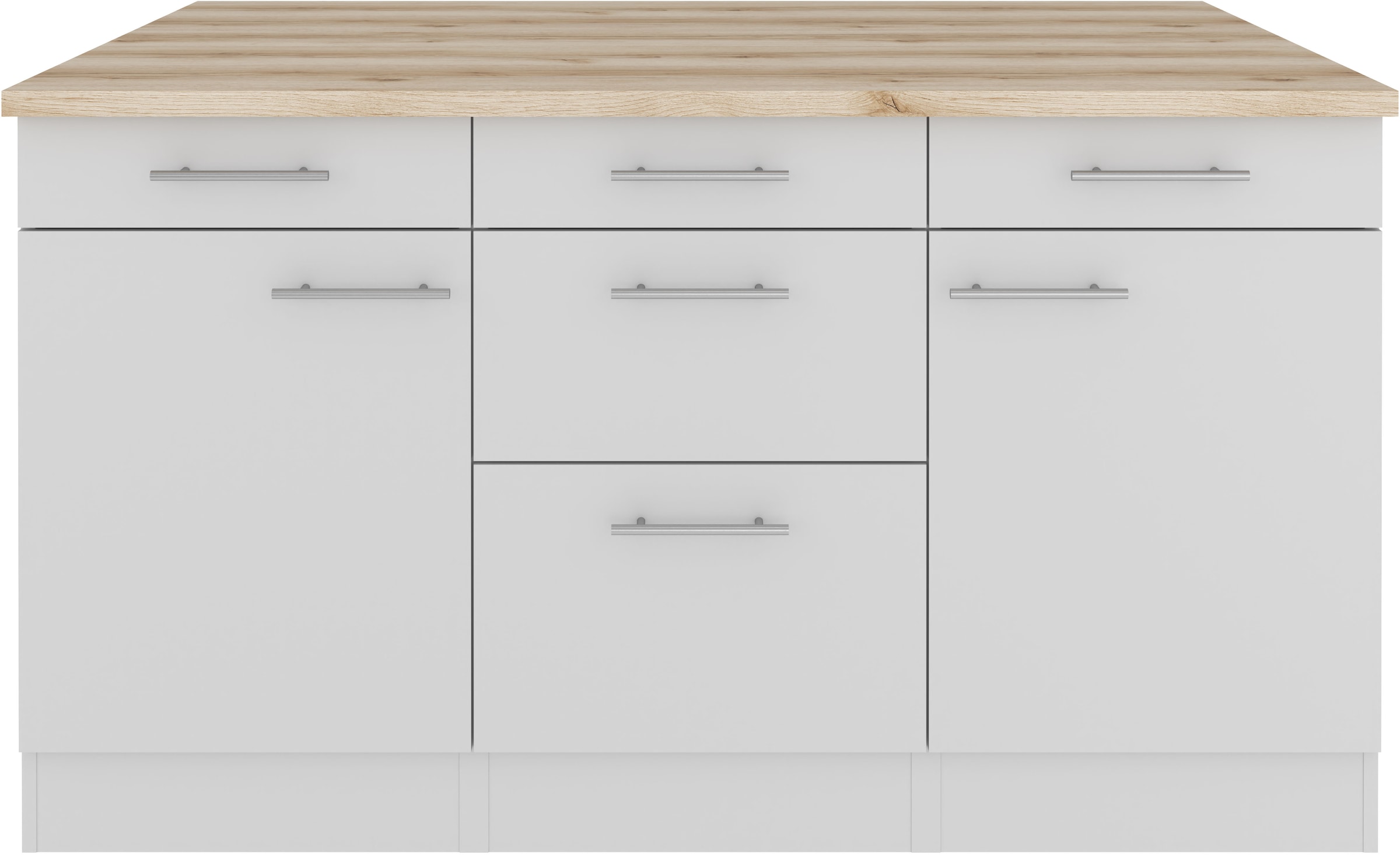 OPTIFIT Kücheninsel »Optifit« Breite 150 cm, 2 Türen, 3 Schubkästen, 2 Auszüge