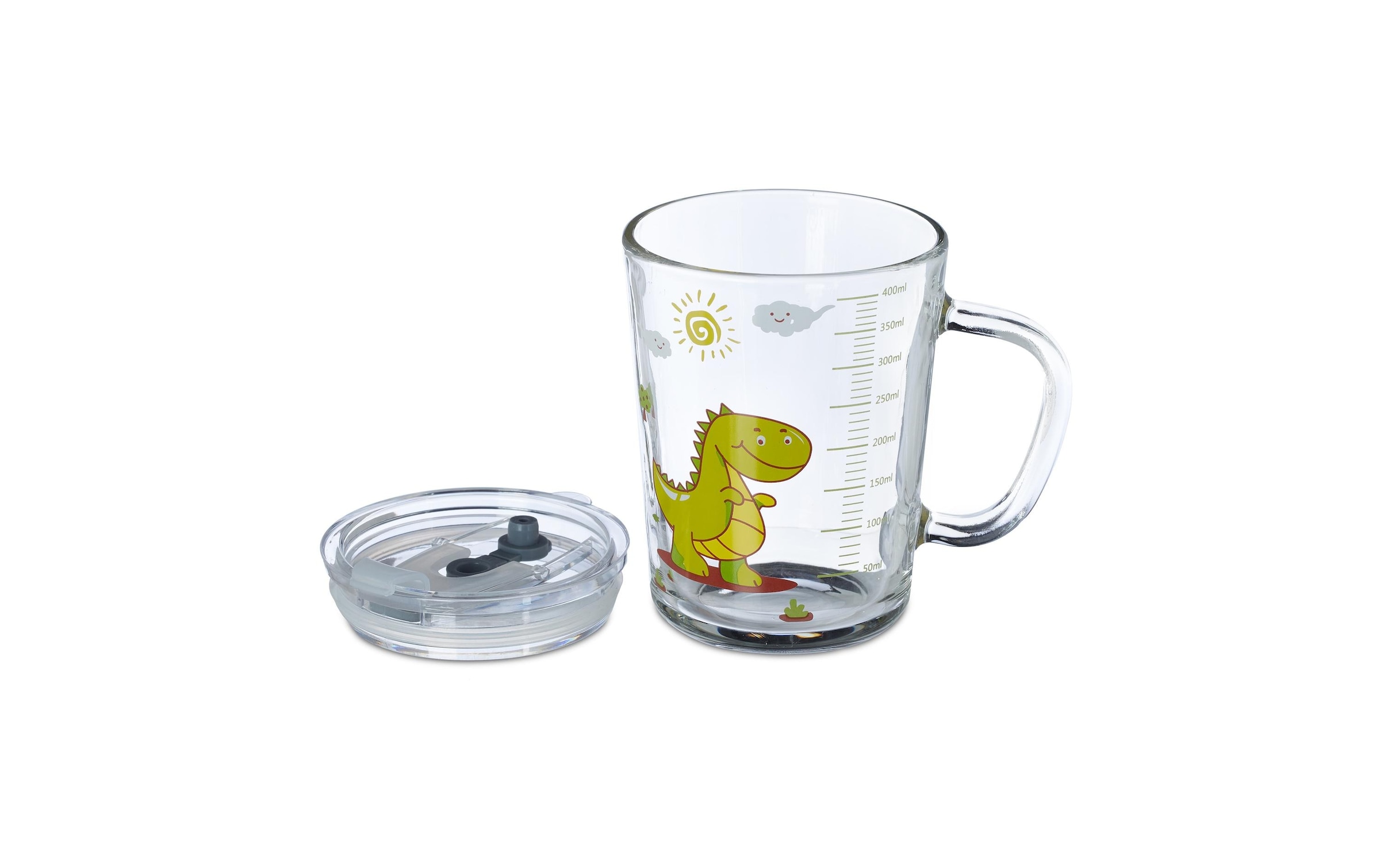 relaxdays Kinderbecher »Dino 400 ml 2er Set, Glas«