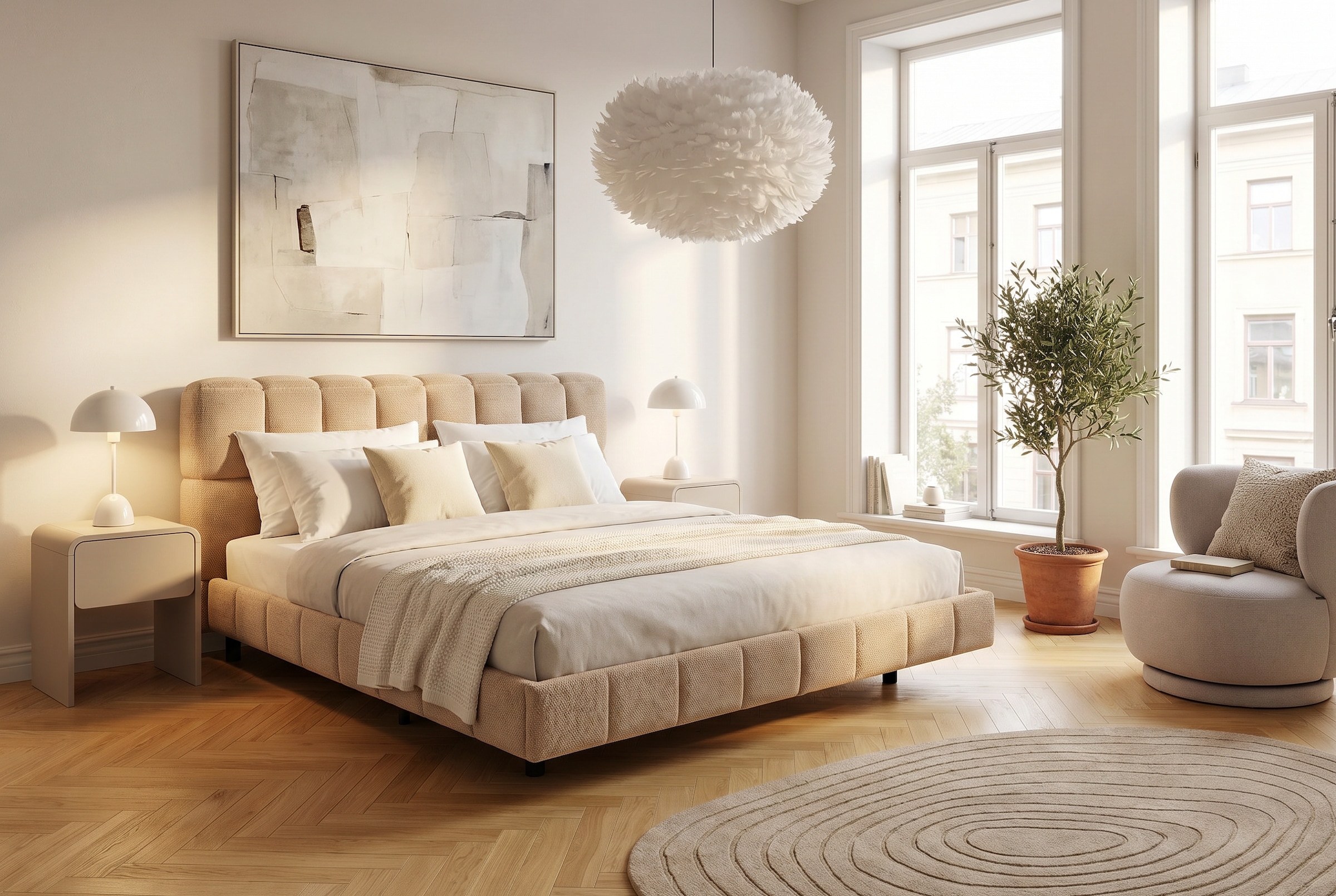 Image of ATLANTIC home collection Polsterbett "Neela in 180cm x 200cm" gepolstertes Kopfteil und Rahmen, Bezug aus hochwertigen Strukturstoff