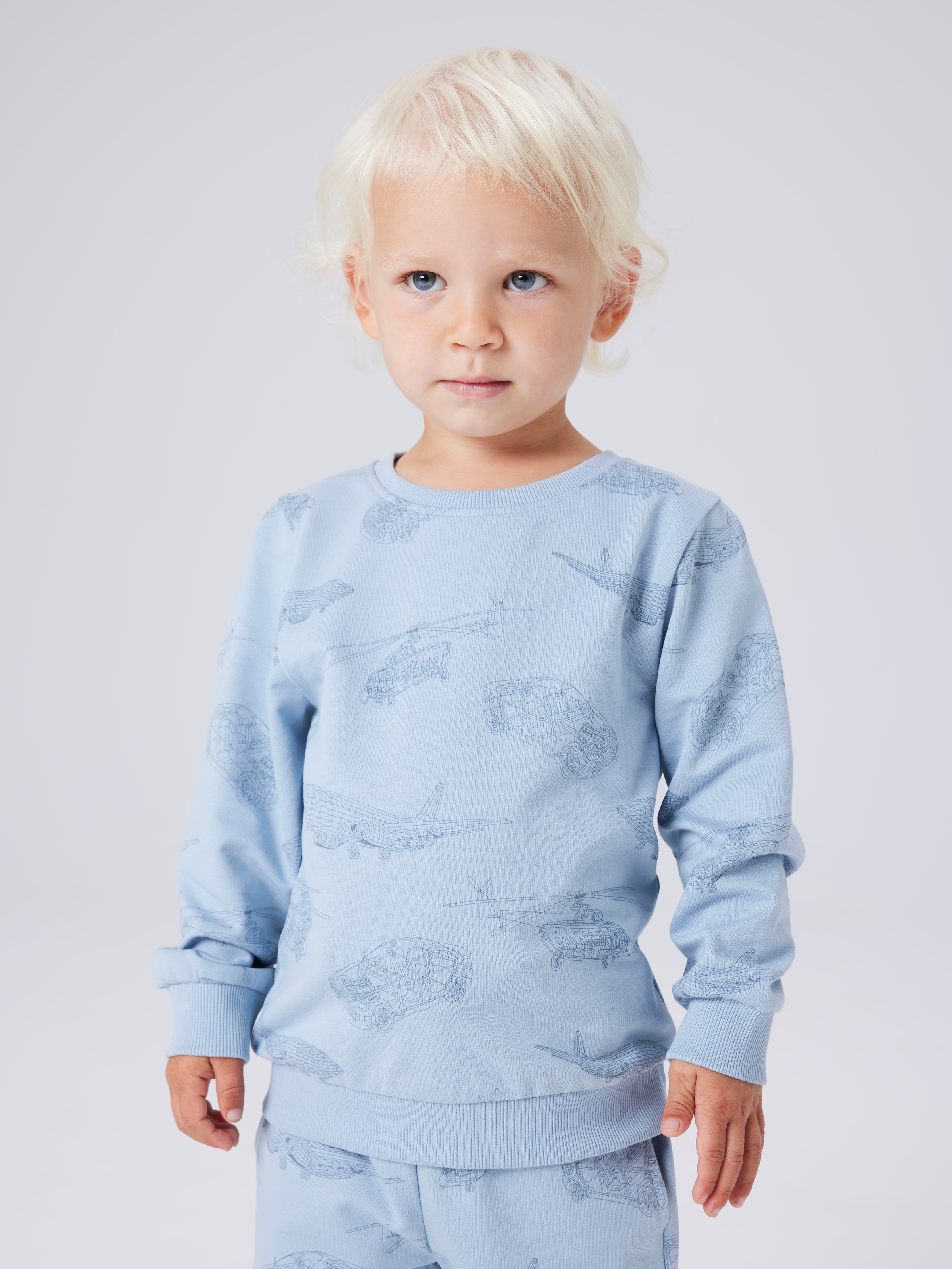 Image of Name It Sweatshirt "NMMVARON für Jungen mit Alloverprint und Rippbündchen", bedruckt, casual, regular fit, Baumwolle, Rundhals