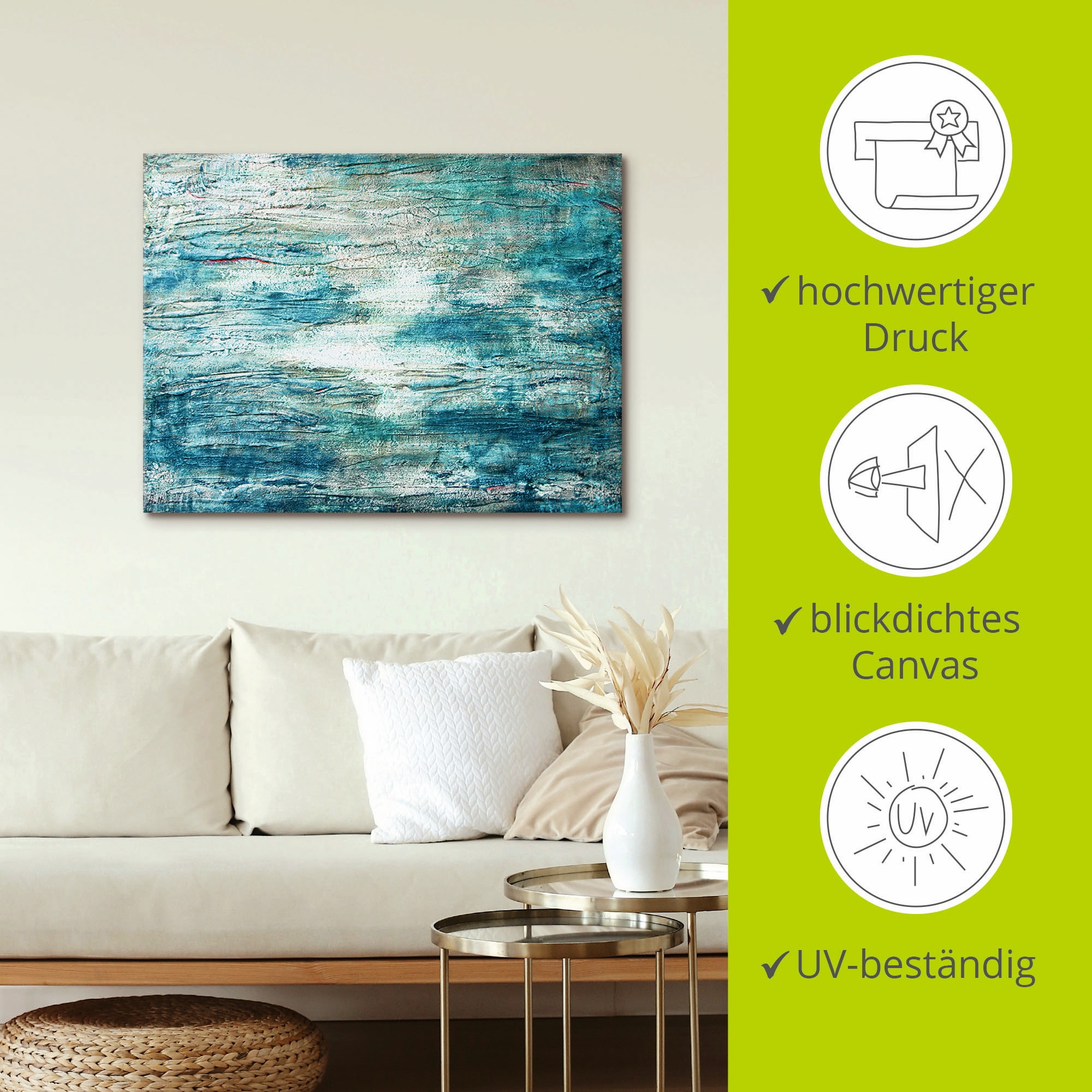 Artland Leinwandbild »abstrakte Malerei Aquarell« Gegenstandslos 1 Stk. tlg. auf Holzrahmen gespannt