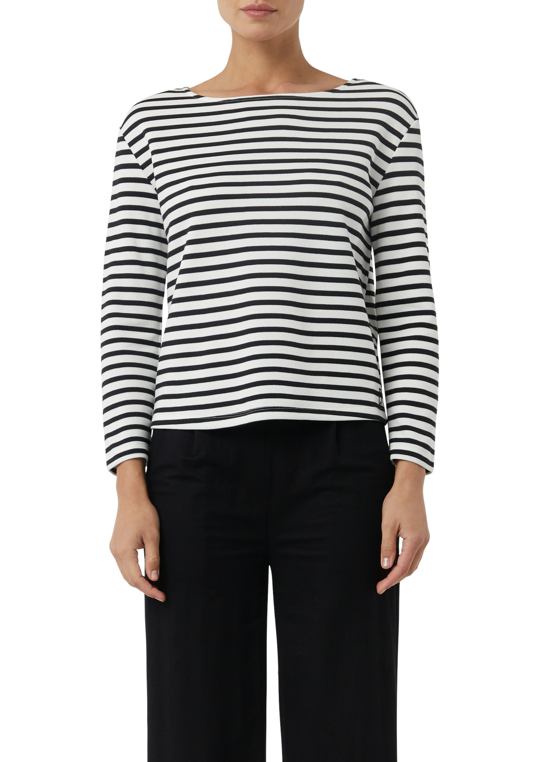 Image of comma casual identity Sweatshirt "zeitloses Design mit modernem U-Boot-Ausschnitt", gestreift, casual, bequem, U-Boot-Ausschnitt, mit Modal