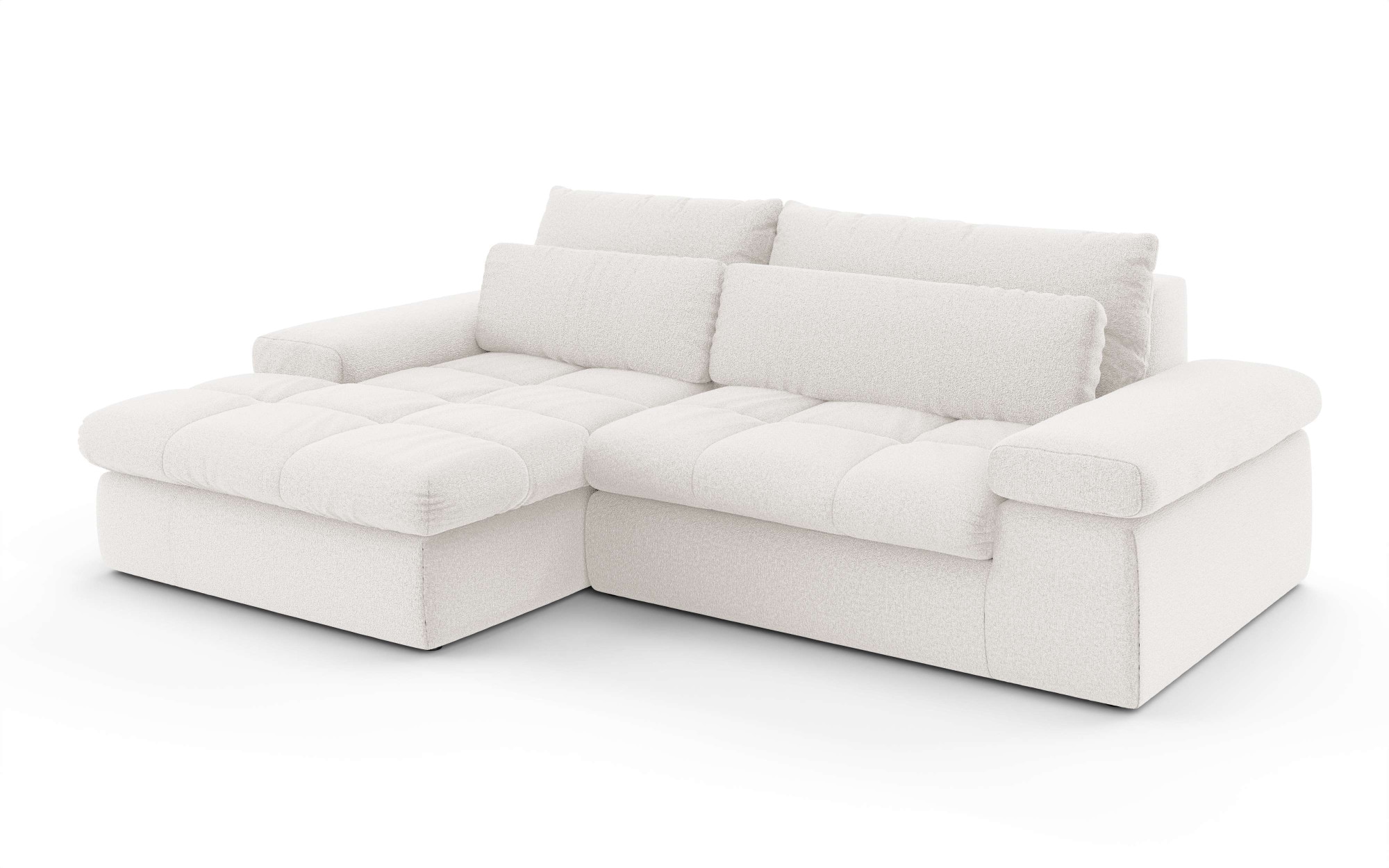 Home affaire Ecksofa »ALVERIE mit Recamiere, moderne Steppung, Masse: B/T/H 274/203/106 cm«, L-Form mit Wellenunterfederung, mit 4 Rückenkissen, pflegeleicht Stoff