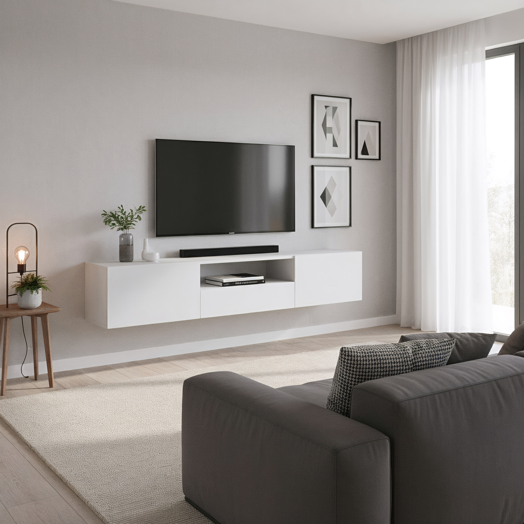 borchardt Möbel Lowboard »Sophia« Breite 200 cm mit 2 Klappen und 1 Schubkasten, stehend und hängend