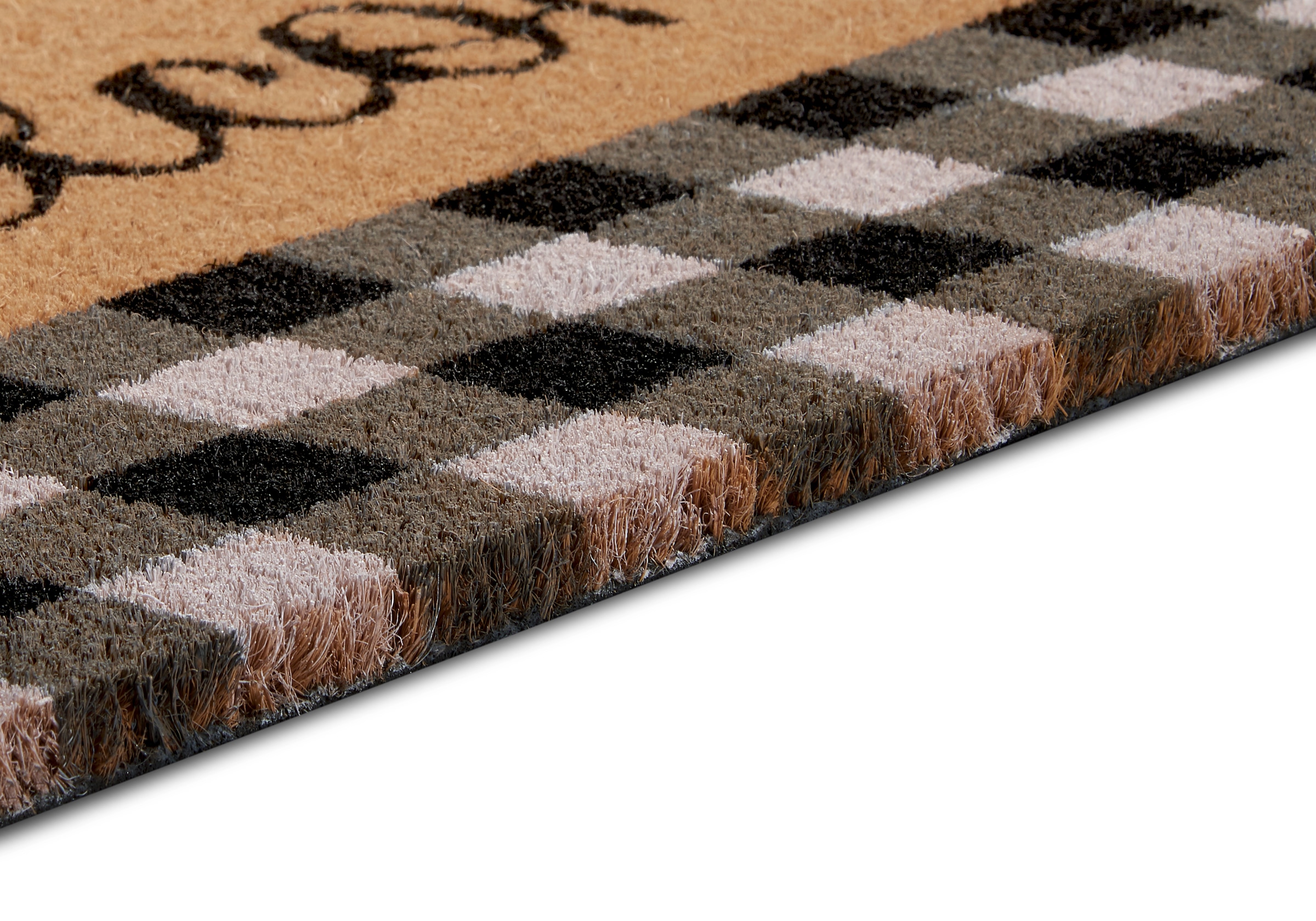 HANSE Home Fussmatte »Kokos Welcome Chessboard, Türmatte«, rechteckig, 15 mm Höhe, Kokos, Schmutzfangmatte, Outdoor, Rutschfest, Innen, Kokosmatte, Flur