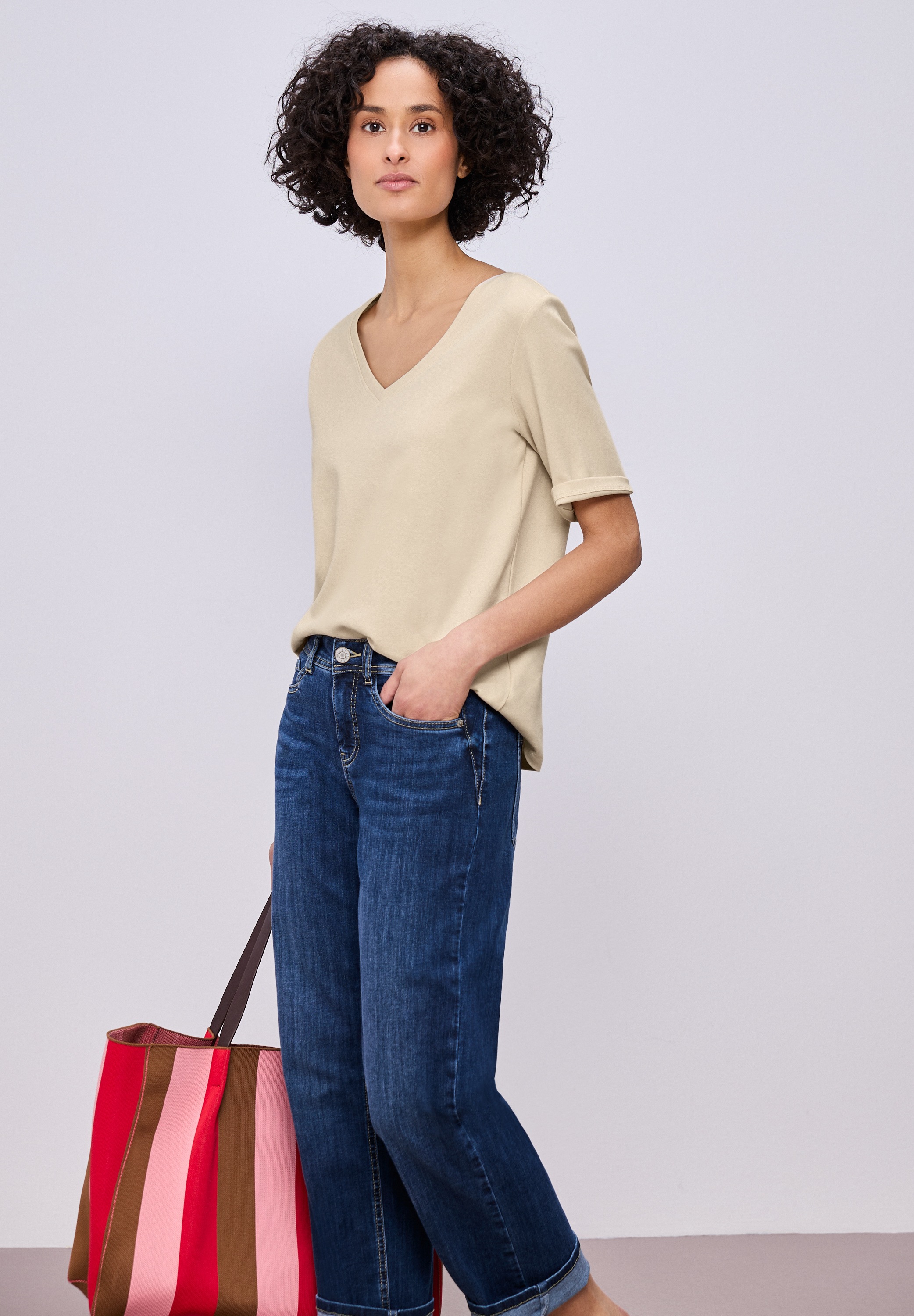 Image of STREET ONE Kurzarmshirt mit V-Ausschnitt