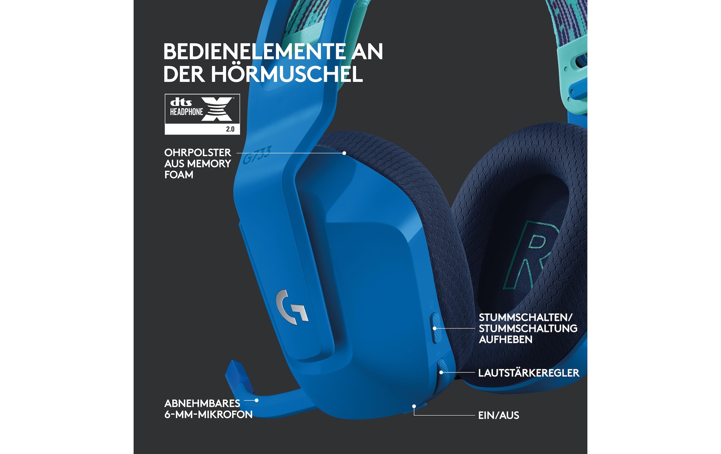Logitech Gaming-Headset »G733 Lightspeed Blau«