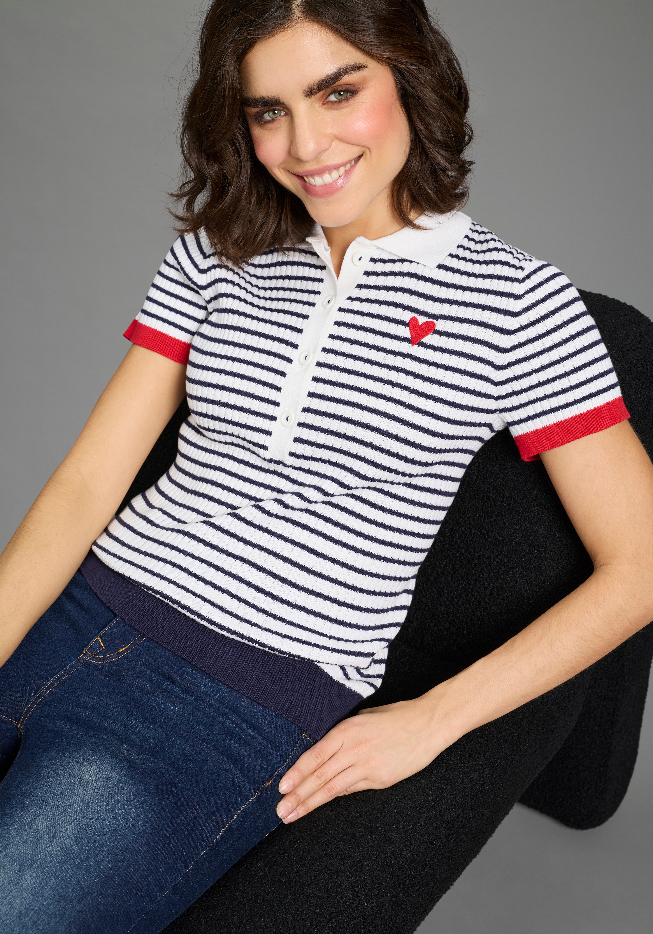 Image of KangaROOS Polokragenpullover aus Baumwoll-Mix, Polokragen, schmale Basic-Passform