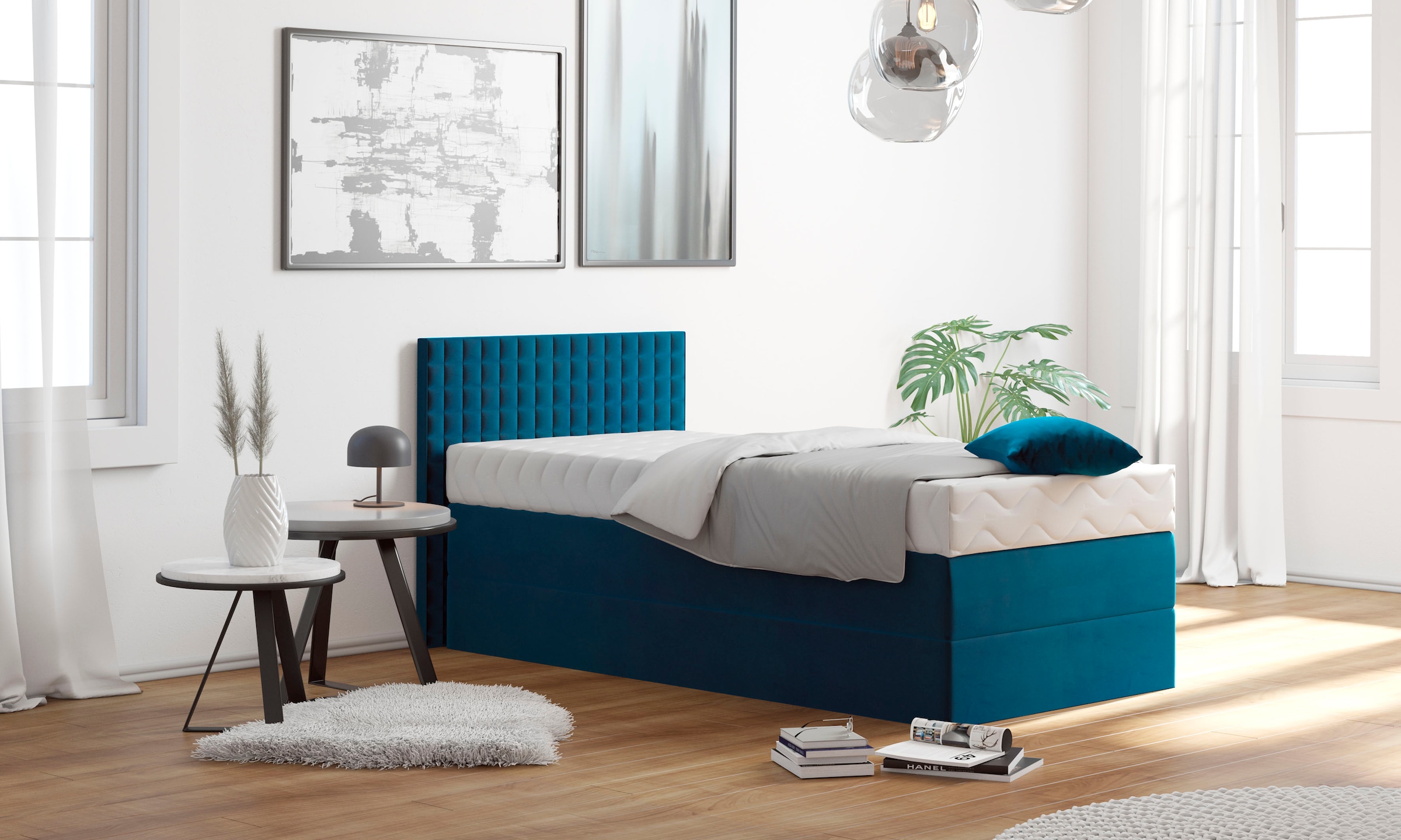 Westfalia Schlafkomfort Boxspringbett mit Zierkissen, wahlweise mit Topper
